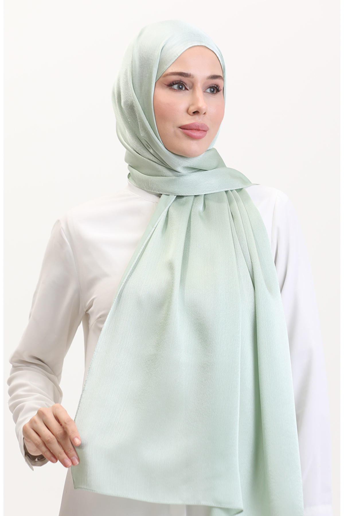 Jan Jan Şifon Şal 70239-09 Mint Yeşili