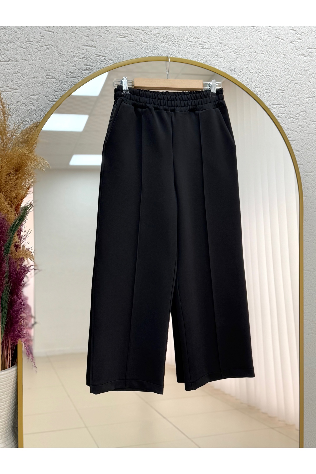 Zayna Bol Paça Çımalı Skuba Dalgıç Pantolon-MT3555 Siyah