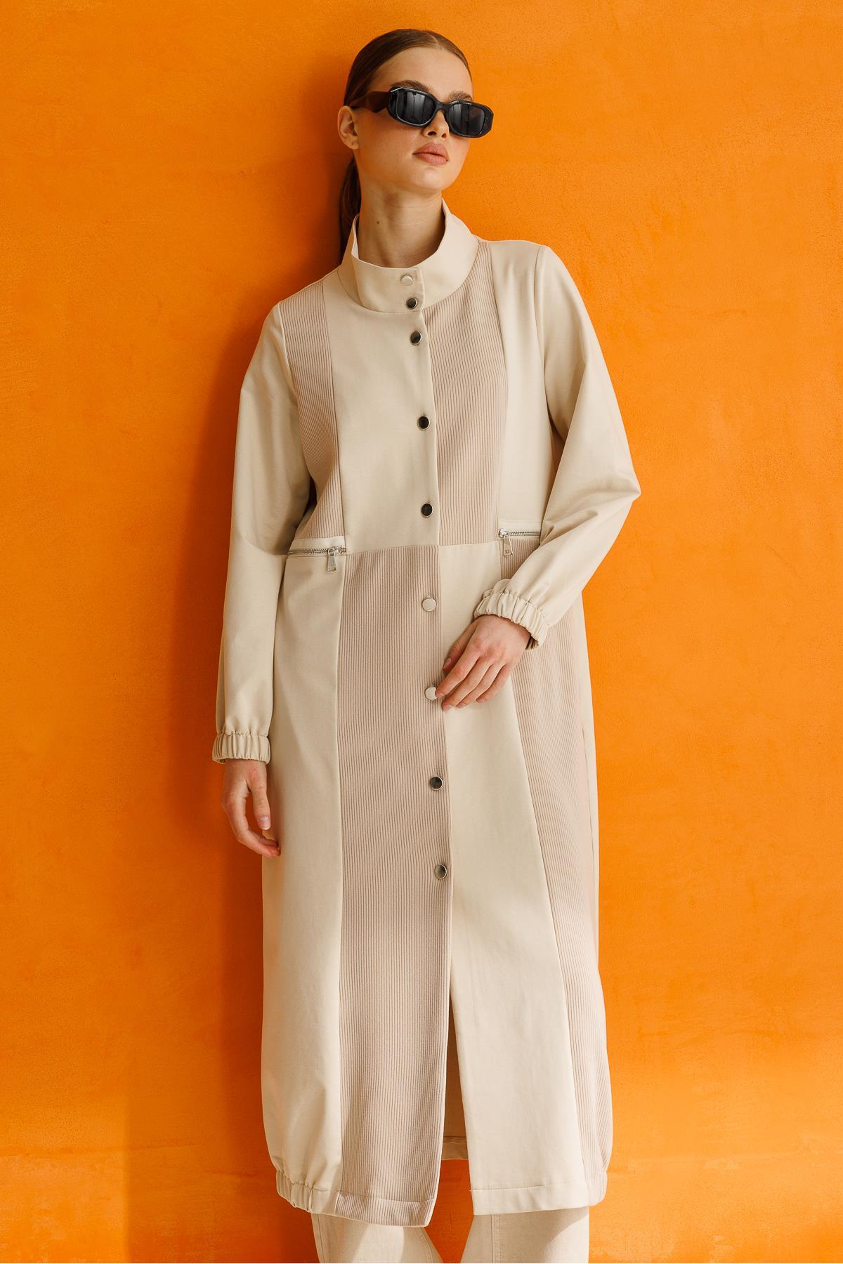 Örme Kombin Fermuar Detaylı Spor Kap-Taş