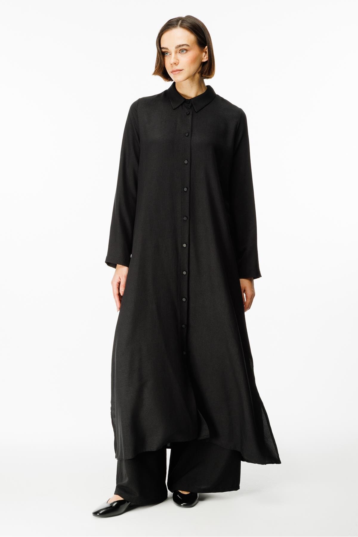 İpekçe Doku Kap / Elbise-Siyah