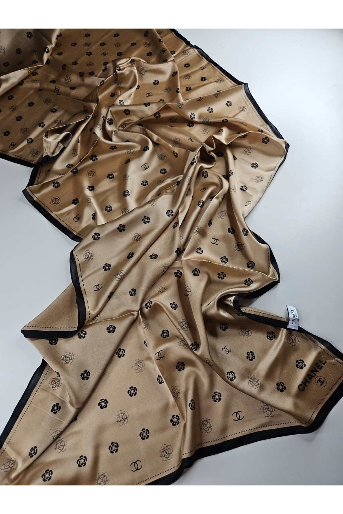 Çiçek Desen Vual İpek Şal Silk Scarfs Shawl Hijab