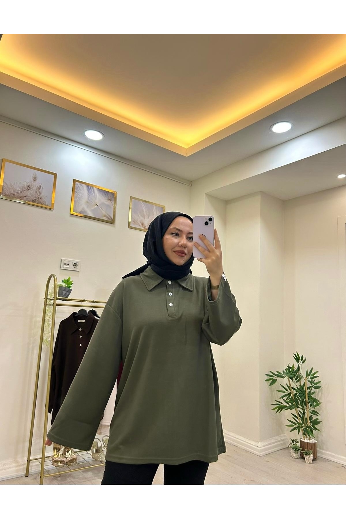 Polo yaka düğmeli tunik