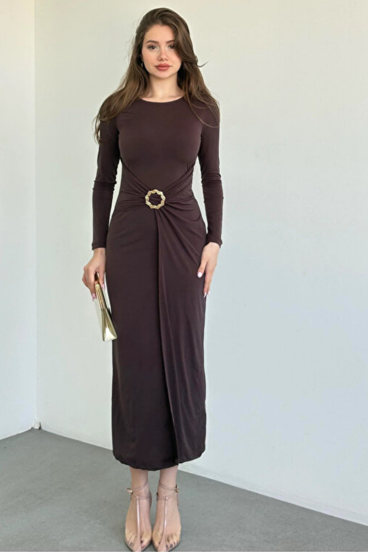 MELONİ Aksesuarlı Sandy Elbise