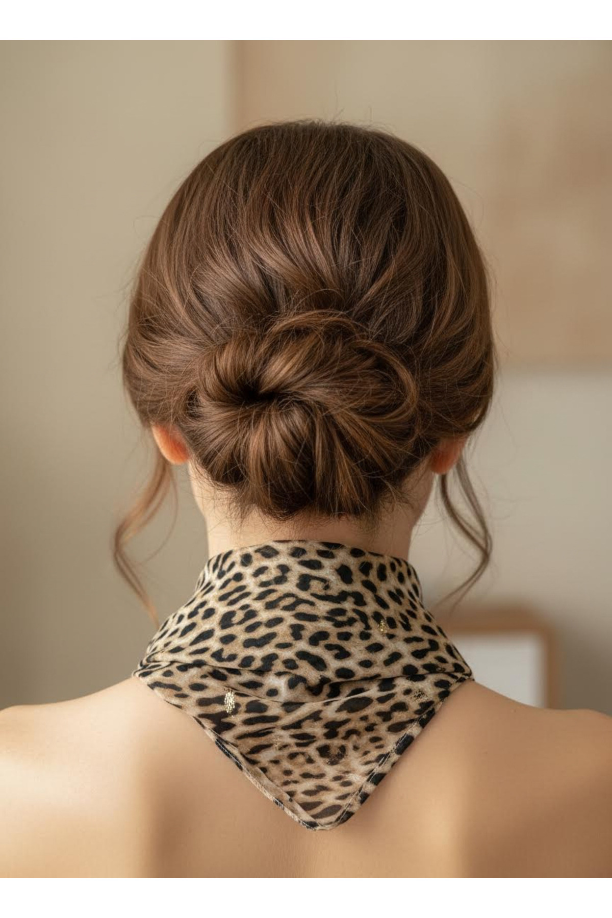 Leopar Desenli Işıltılı Şifon Fular