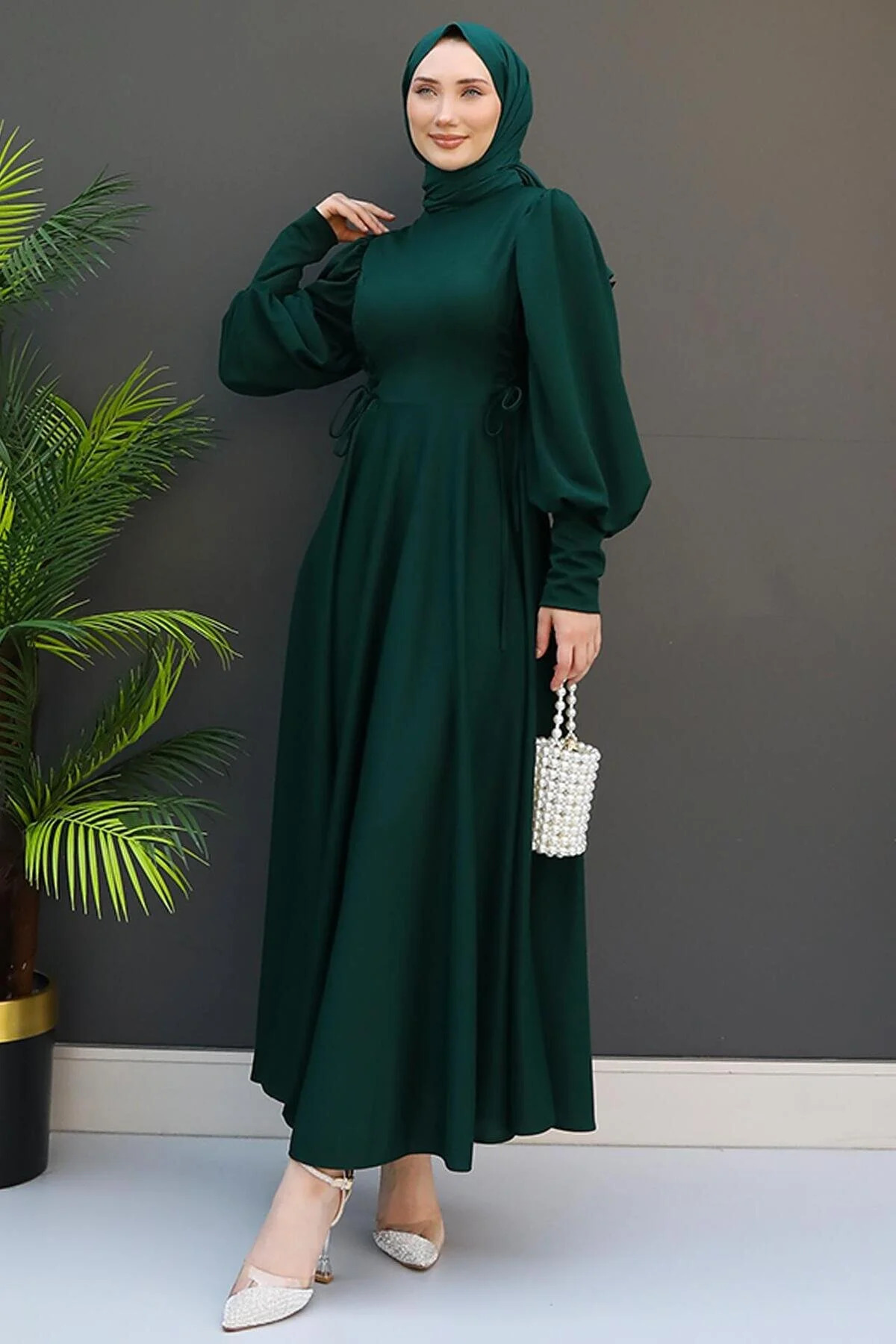 SS Fasihion Beli Bağcıklı Krep Abiye