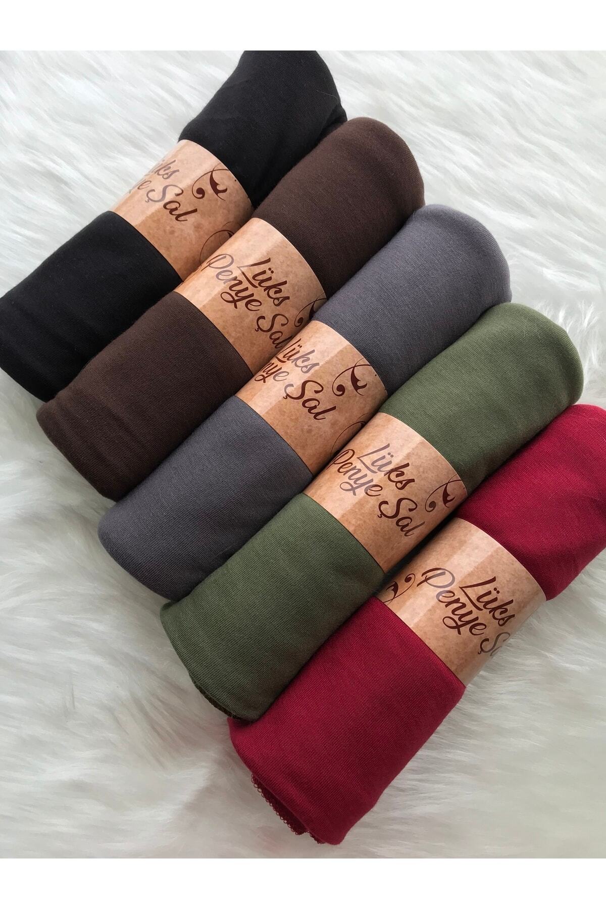 Penye Şal 5'li Set (SİYAH - ACI KAHVE - FÜME - HAKİ - BORDO)