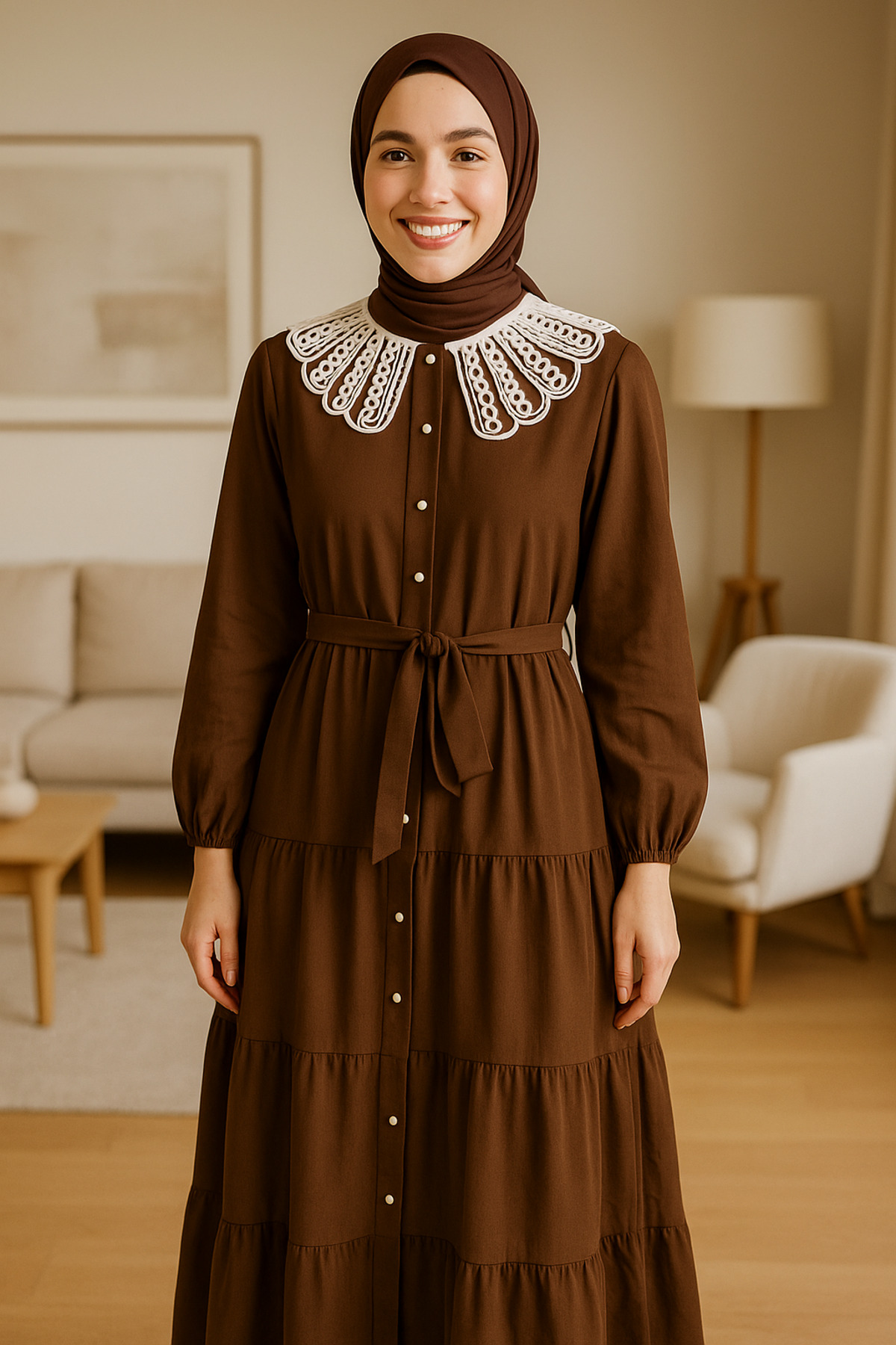 UZUN ELBİSE--BEBE YAKA