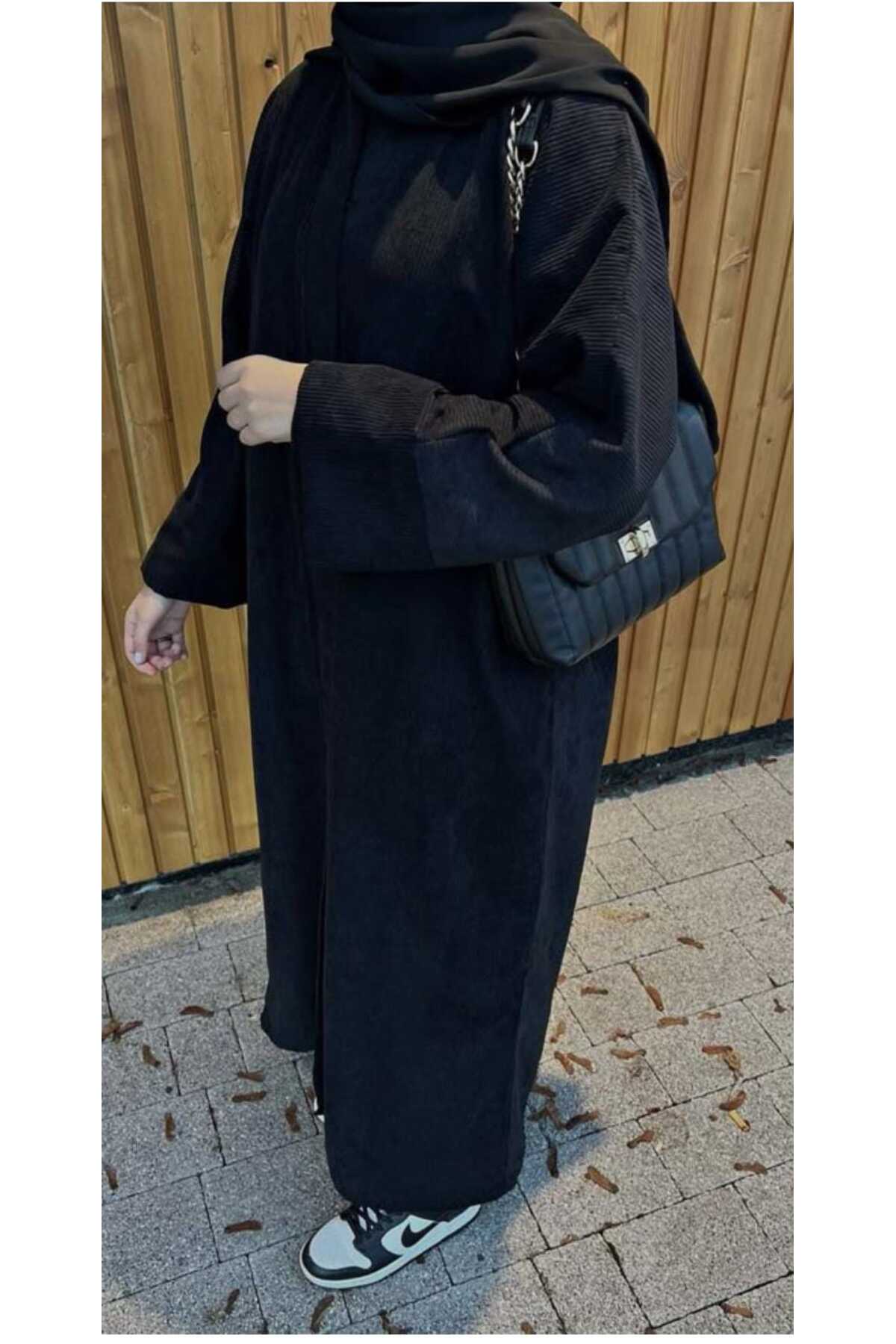 Spor Şık Çıtçıtlı Siyah Abaya & Ferace