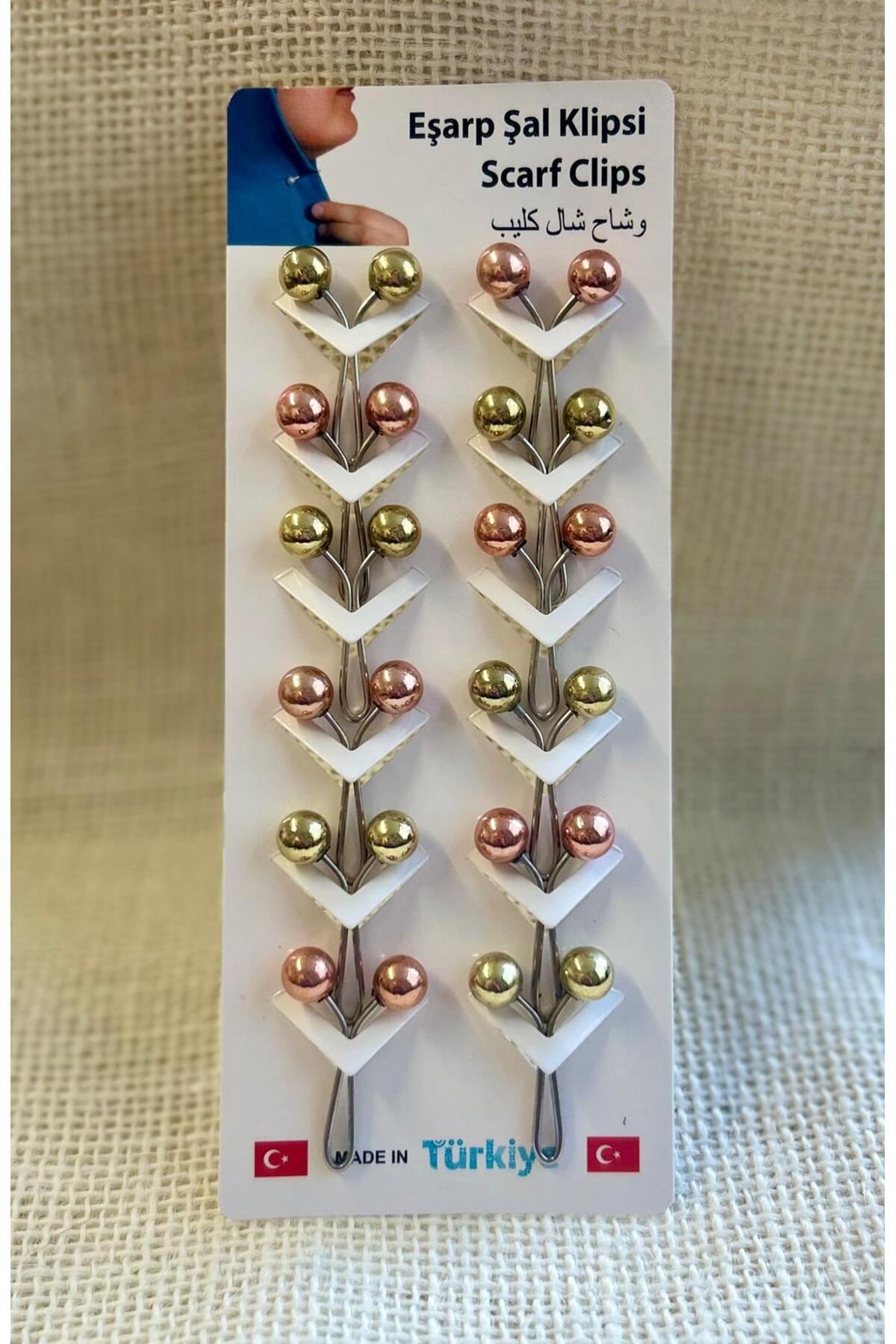 12 adet Şal Eşarp Klipsi-Boncuklu Şal Klipsi – Kaymaz Tutucu