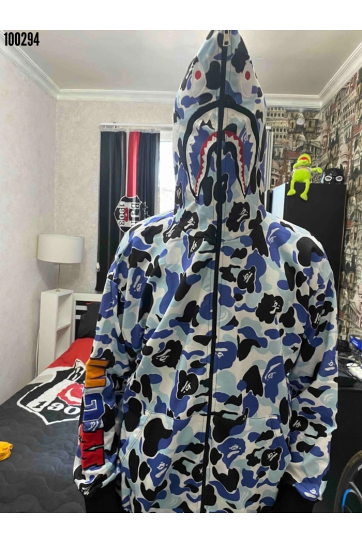 bape nakışlı hırka kapuşonlu tam fermuarlı hırka üst