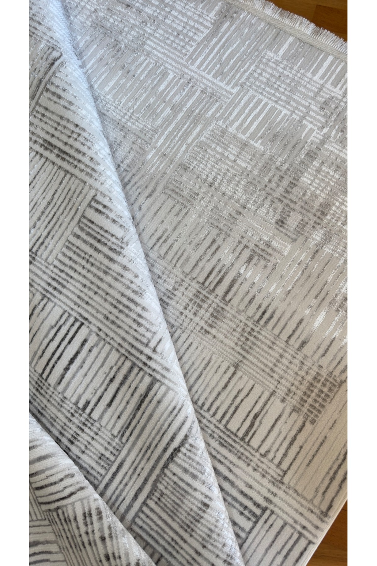 İnce Sık Saten İpek Dokuma Krem Gri Parlak Salon Koridor Oturma Odası Özel Kesme Halı Yolluk