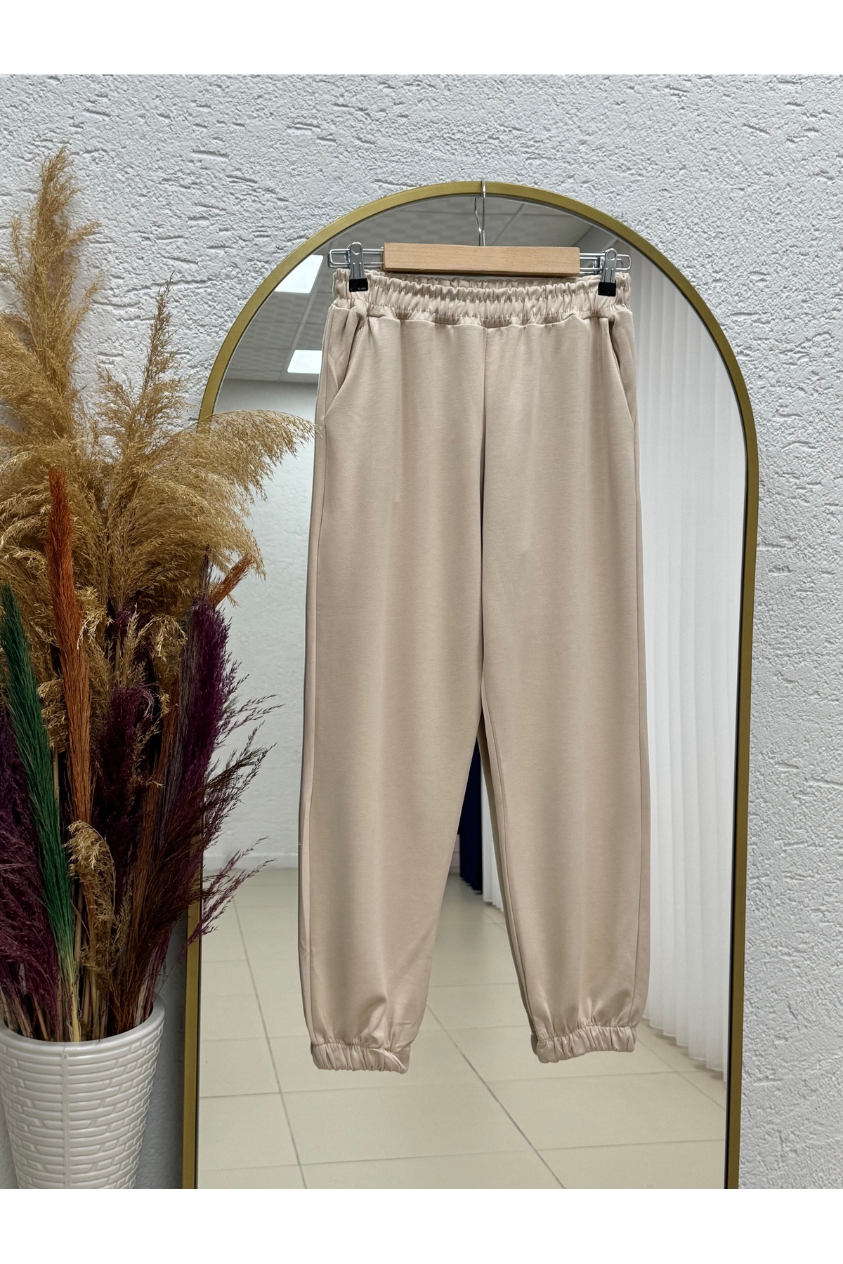 Gidona Paça Lastikli Çift Cepli 2 İp Eşofman-Zİ3101 Taş