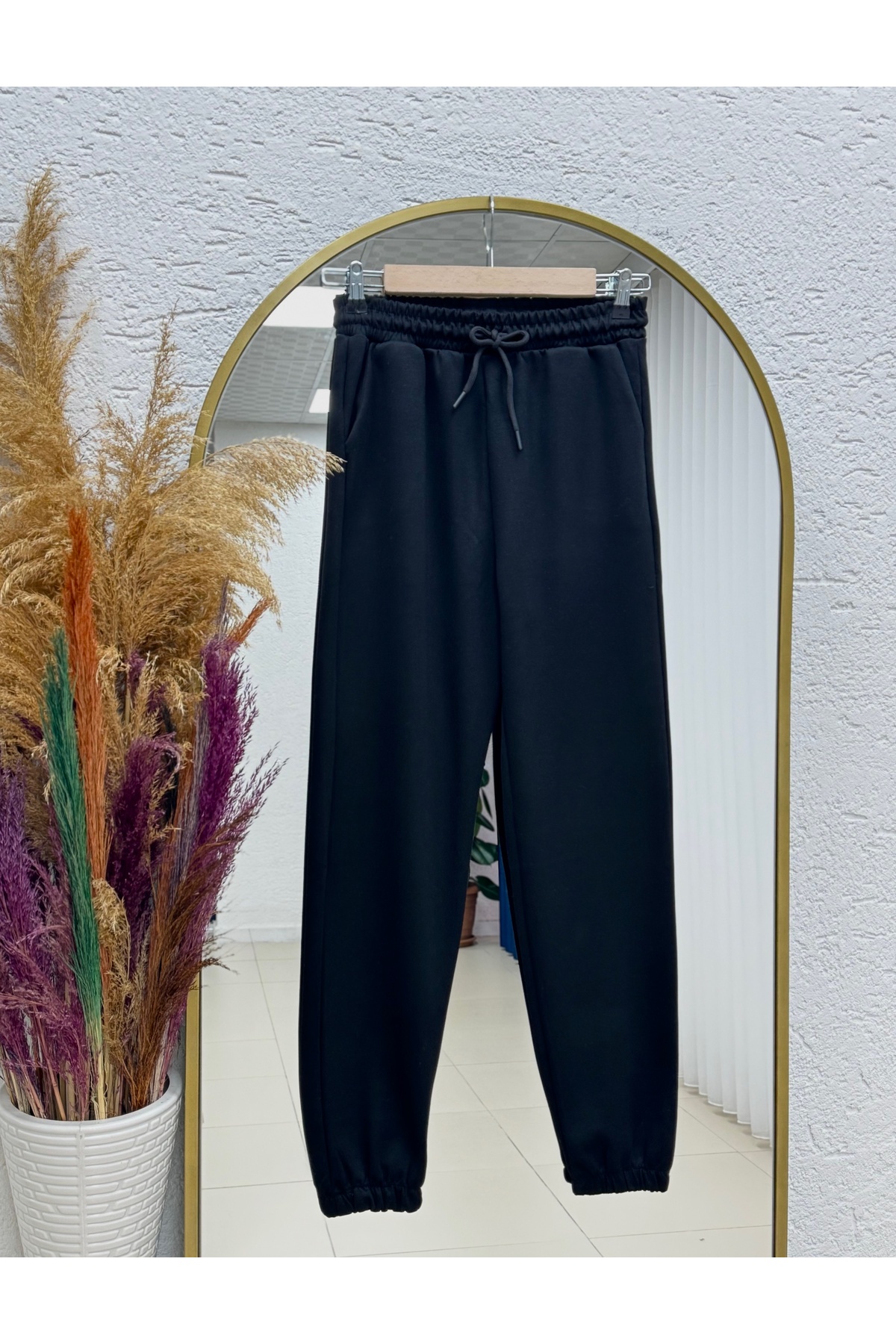 Gavetta Paça Lastikli İki İp Düz Eşofman-Zi4010 Siyah