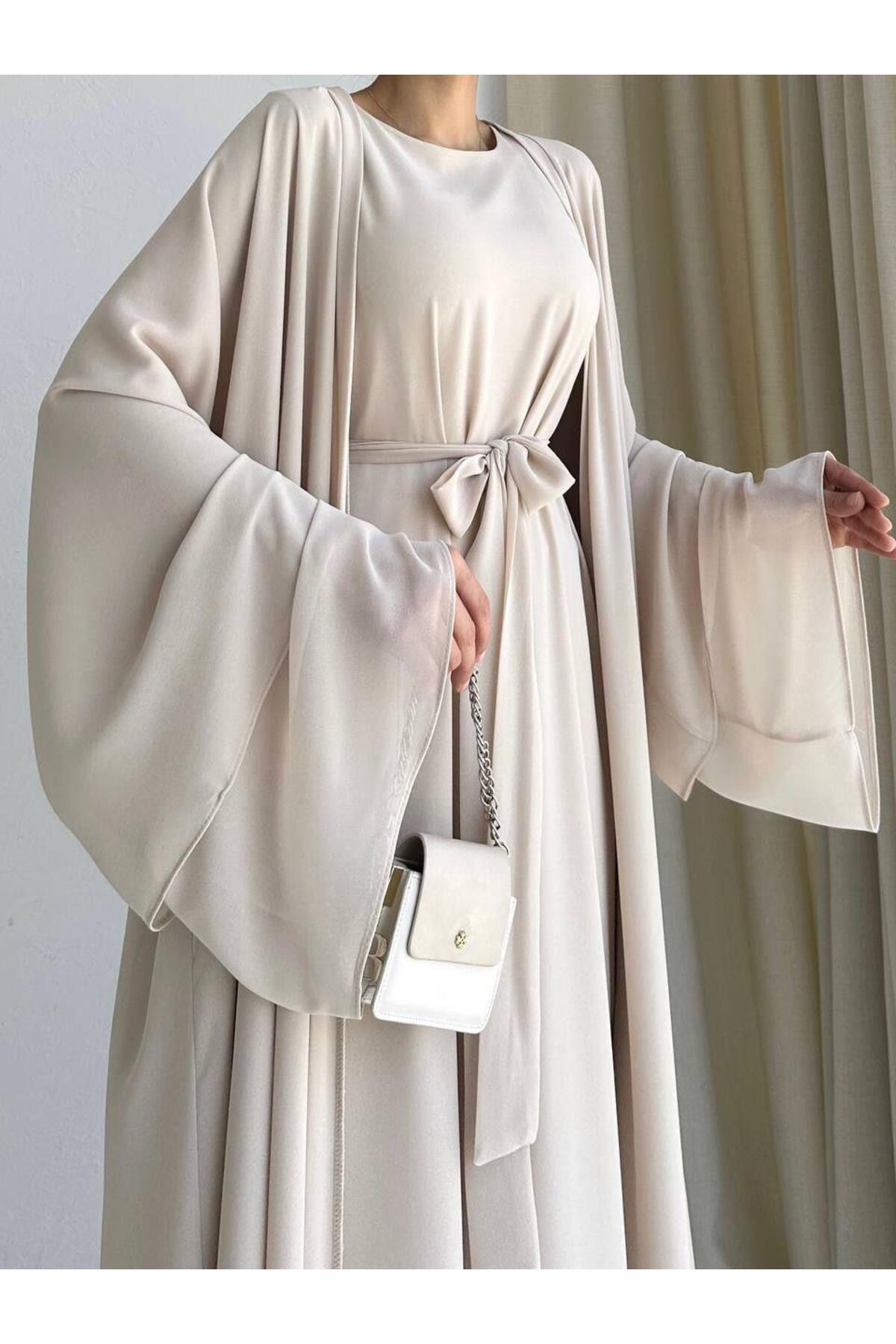 Bej Anna Şifon Abaya Takım