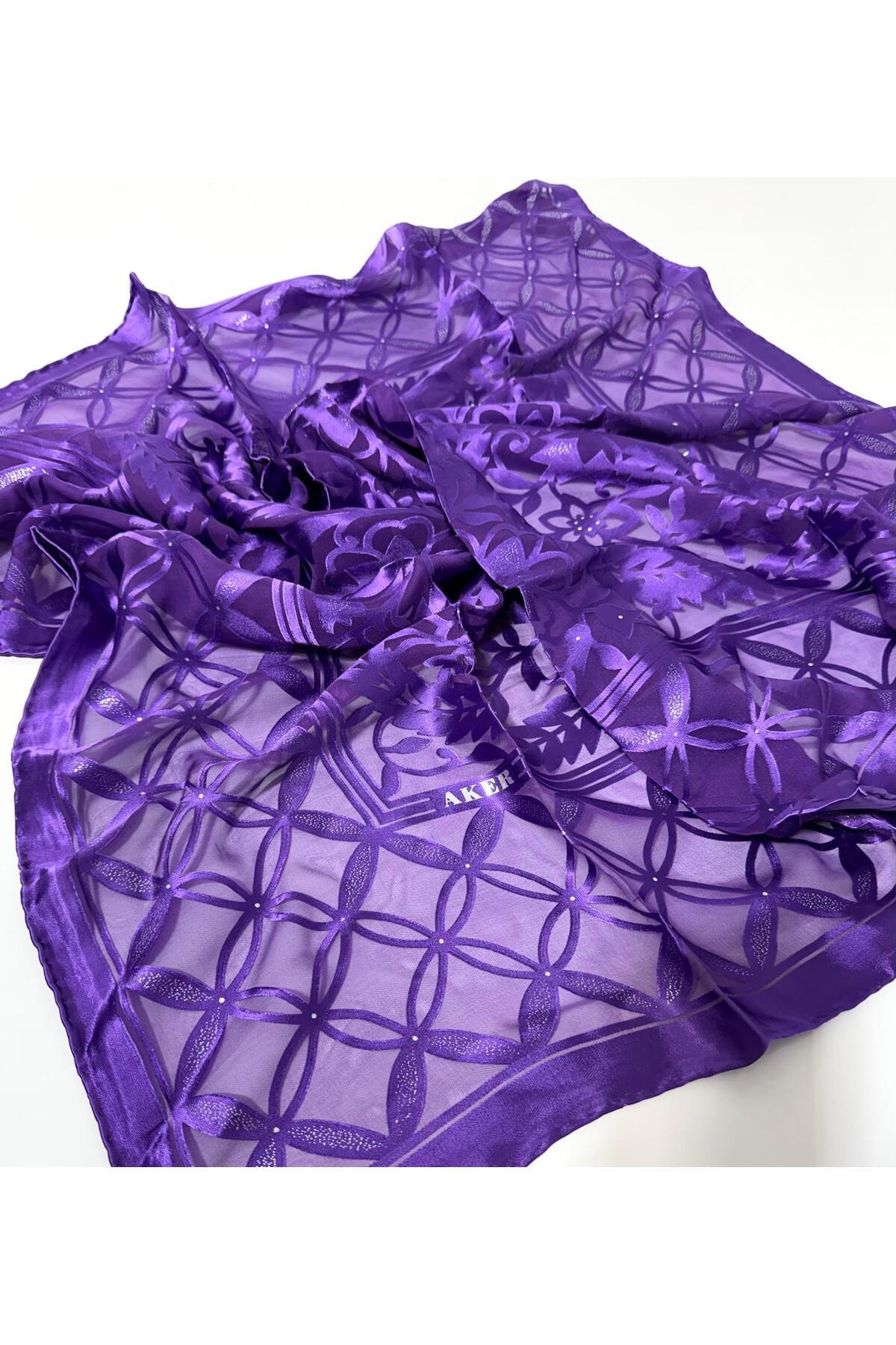 Devore Eşarp - İpek ve Viskon Karışımı Yazlık Eşarp -4806718-393