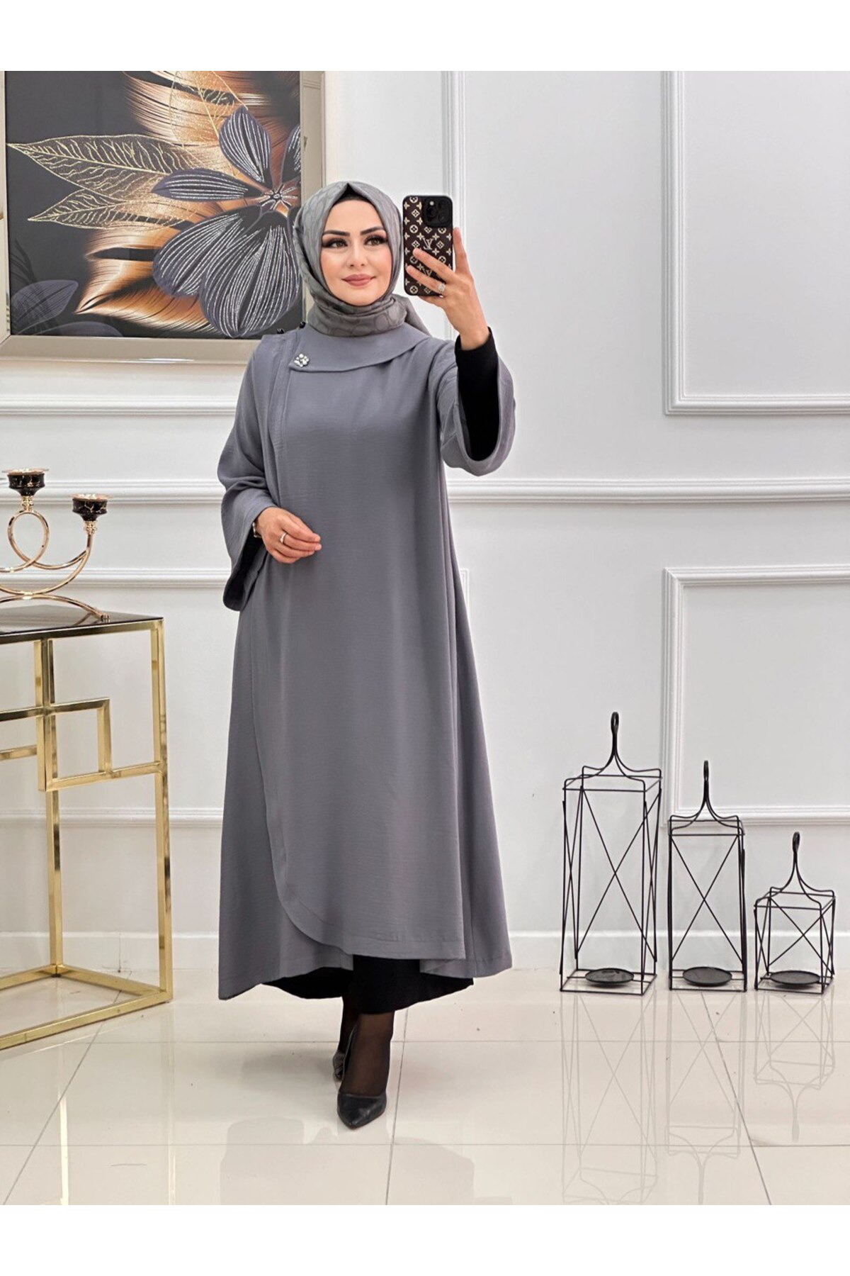 Hürrem Yakası Taş Detay Kışlık Kap Pardesü