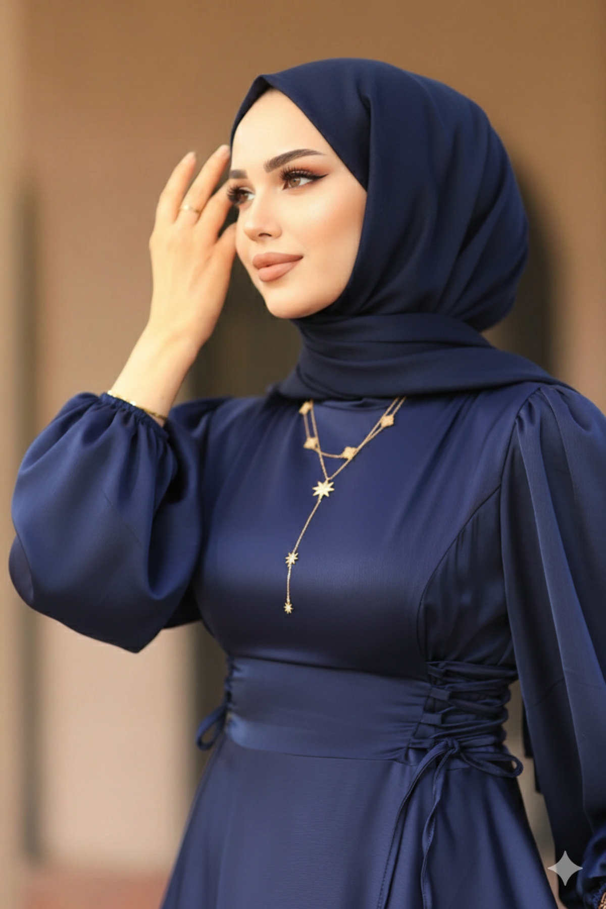 Saten abiye çapraz bağlamalı abiye