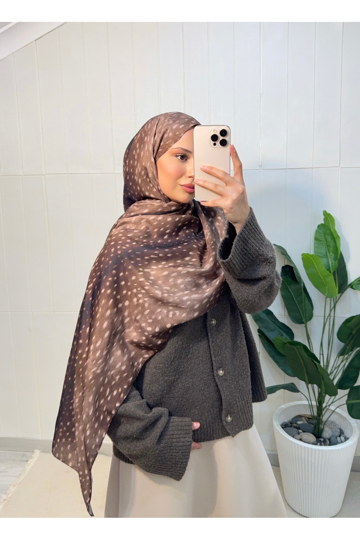 Ceylan Bambi Desenli Pamuk Soft Şal Trend Kadın Şal ps221