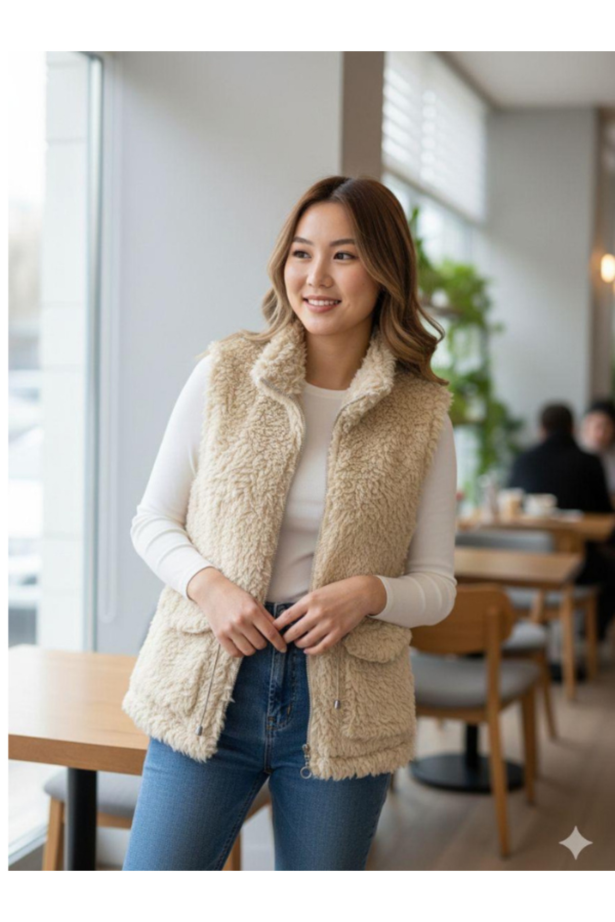 Kadın Beli Ayarlanabilir Kürk Yelek