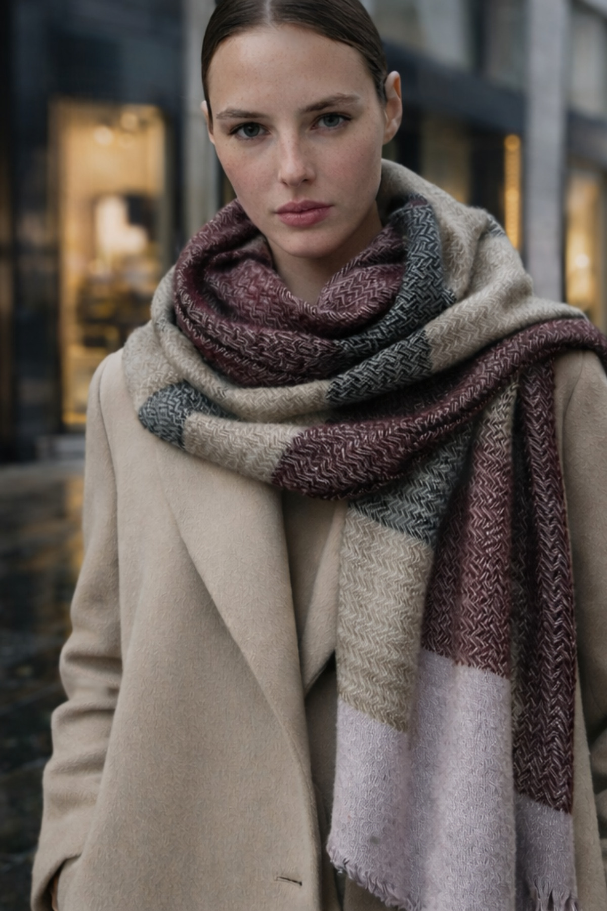 Soft Heritage Yün Şal – Püskül Detaylı Yün Omuz Şalı