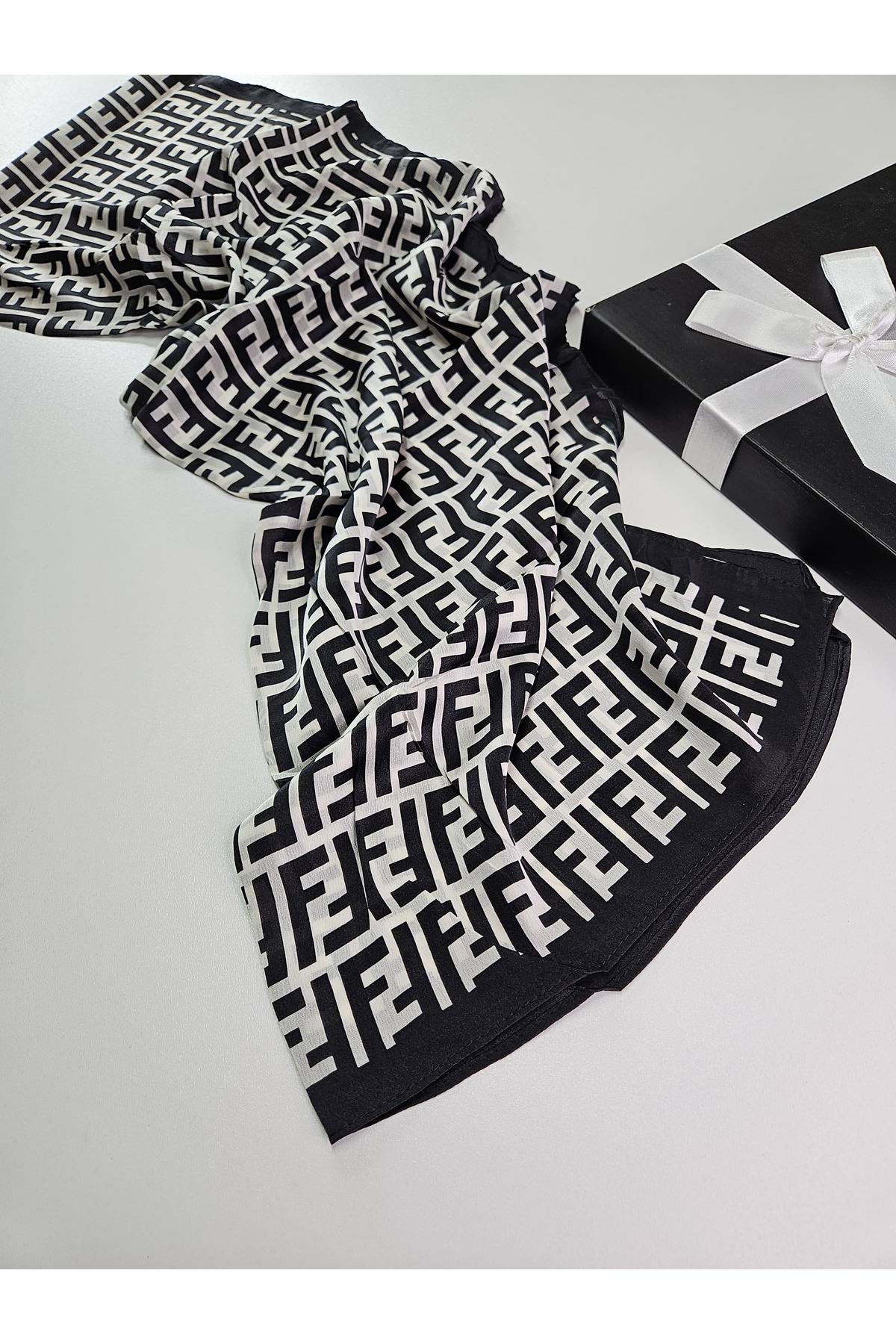 Lüks Vual İpek Şal Hijab Fular Scarf Shawl F F Desen 70 x 180 CM