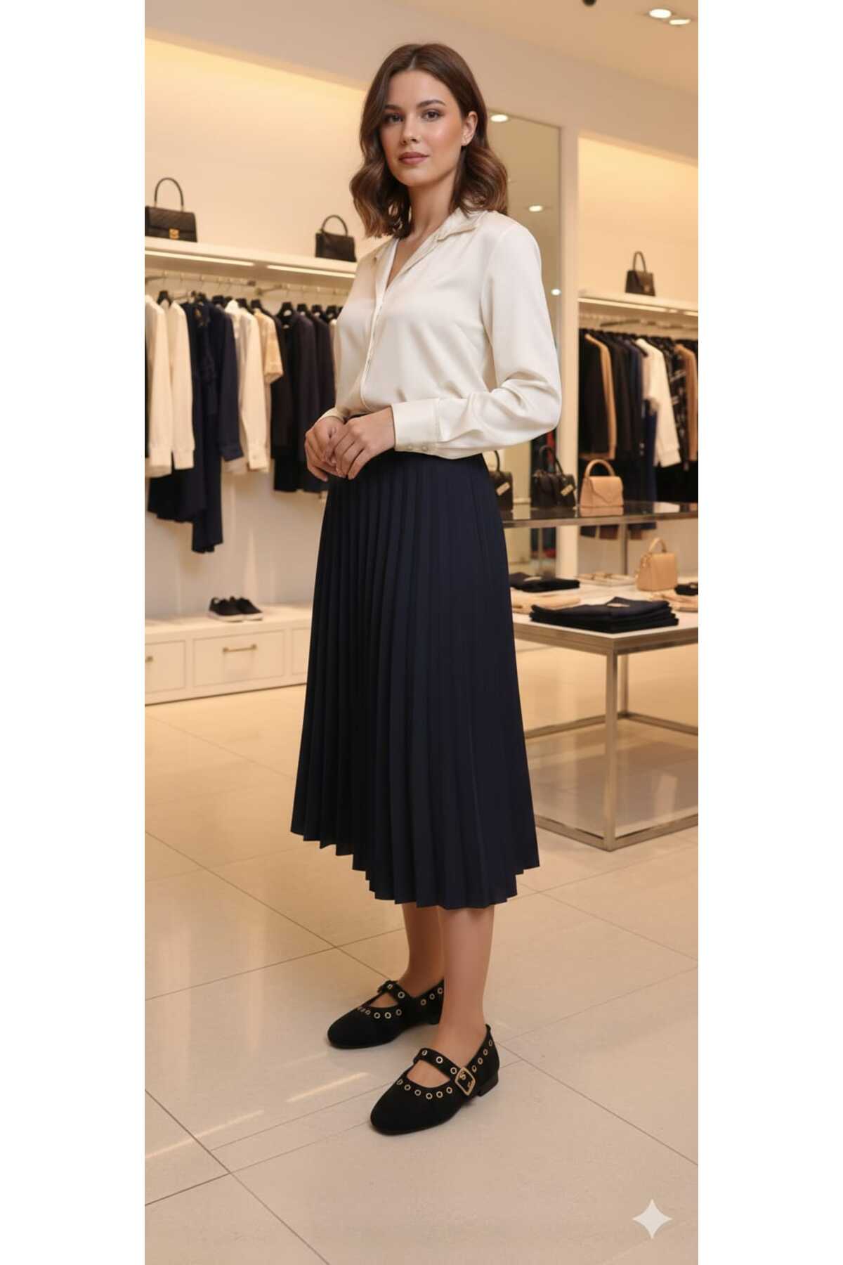 Siyah Süet Babet Yuvarlak Burunlu Ortapedik Troklu ve Baretli Düz Tabanli Yeni Sezon