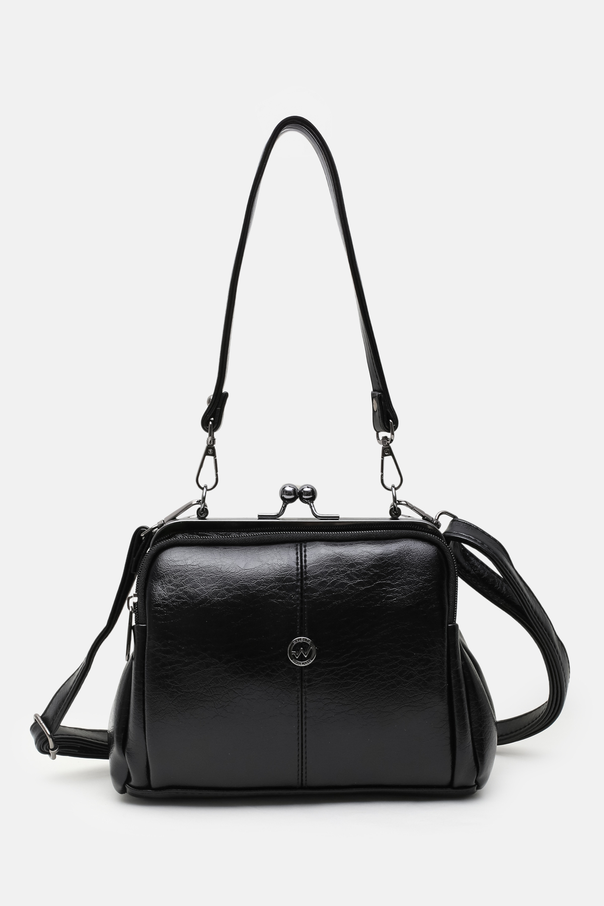 Kadın Siyah 4 Bölmeli Astarlı Burslu Ve Fermuar Kapama El Kol Ve Omuz Çantası