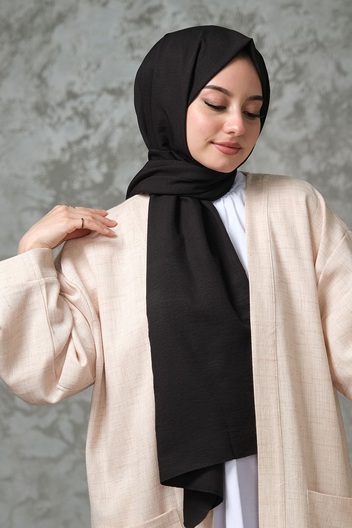 Siyah Cazz Pamuk Şal