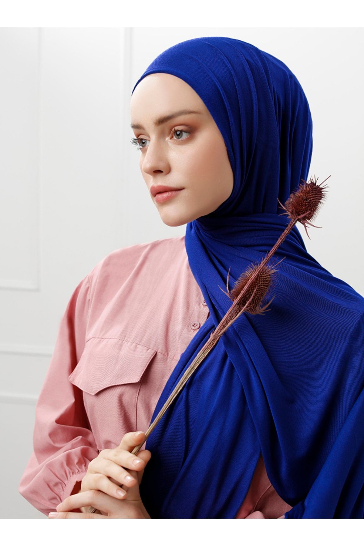 Likralı Penye Viskon Şal 70x180cm - Saks