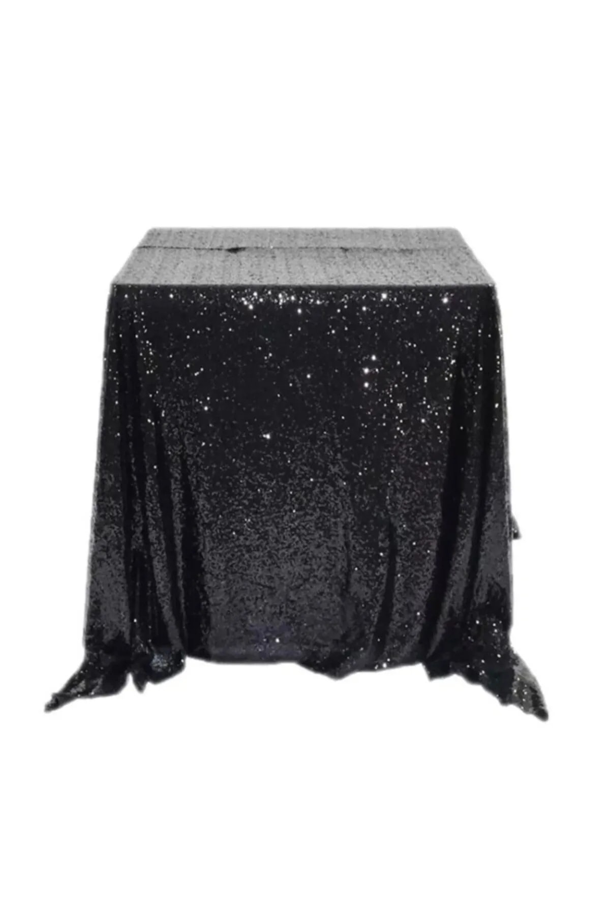 Siyah Pullu Payetli Masa Örtüsü - Siyah