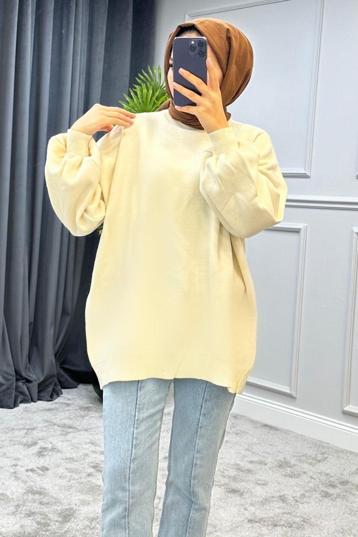 Yarım Boğazlı Triko Kazak Bej