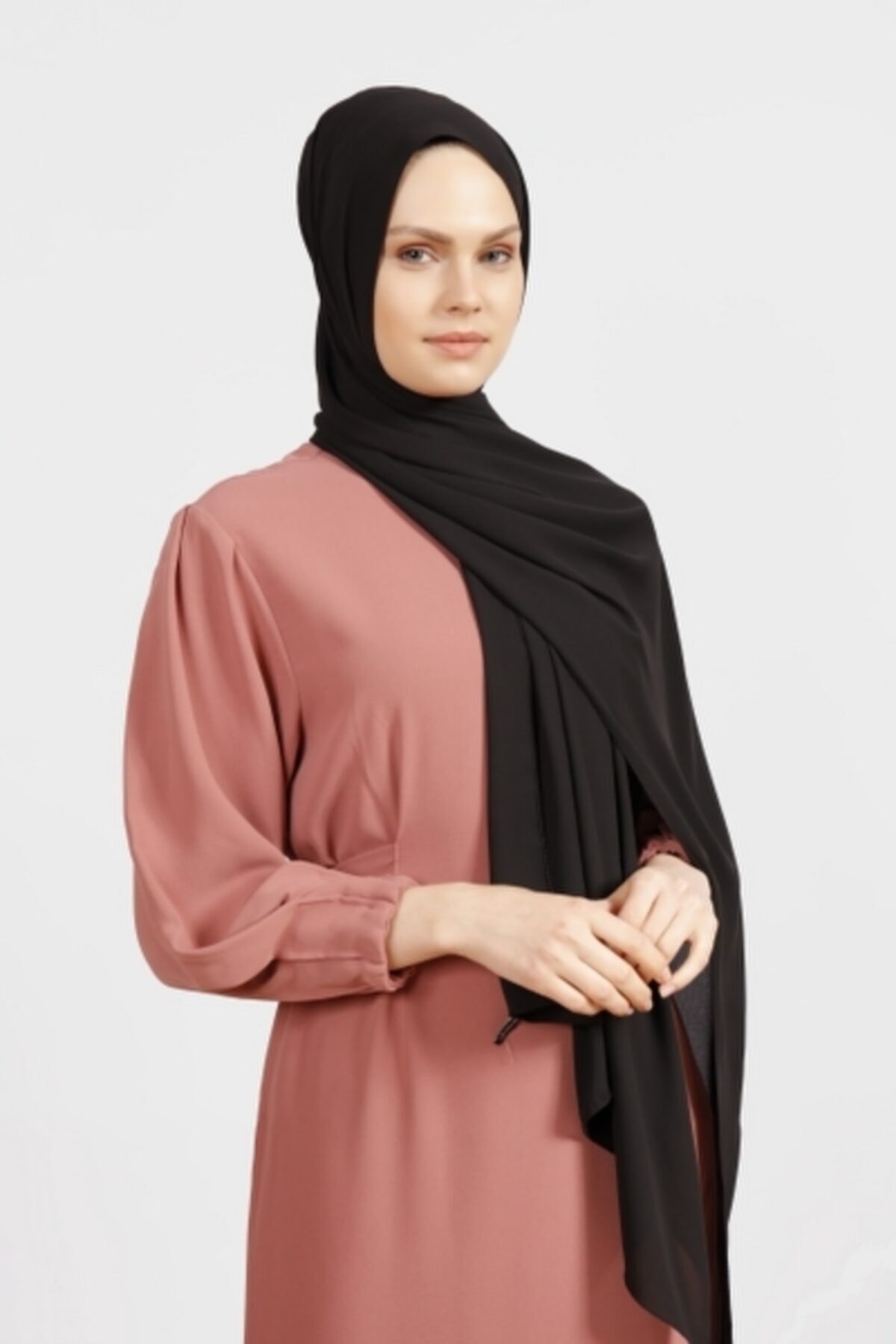 Krep Şifon Şal Siyah