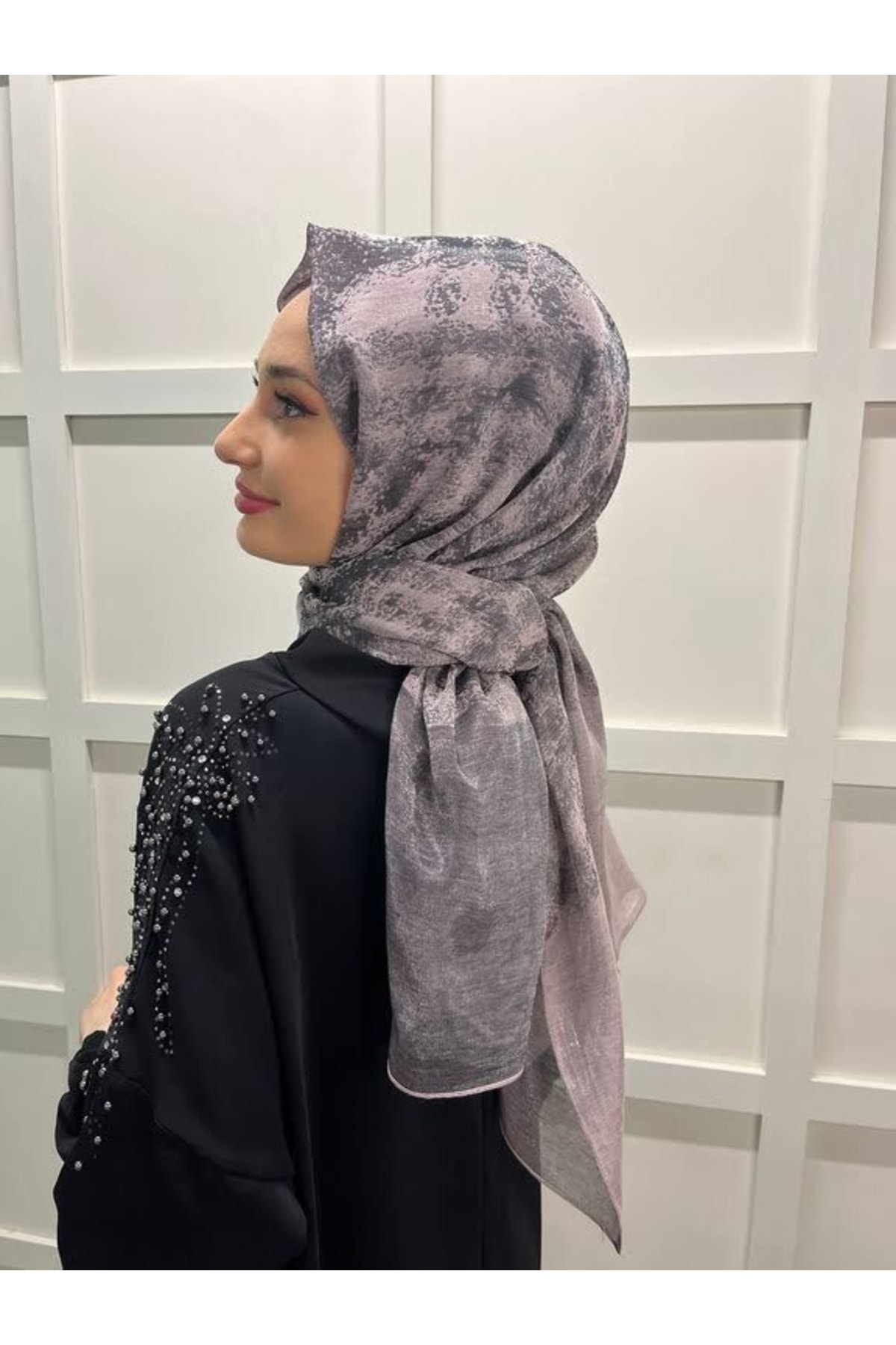 Kına, Düğün, Özel Günler Için Abiye Şal 00797 Koyu Pudra