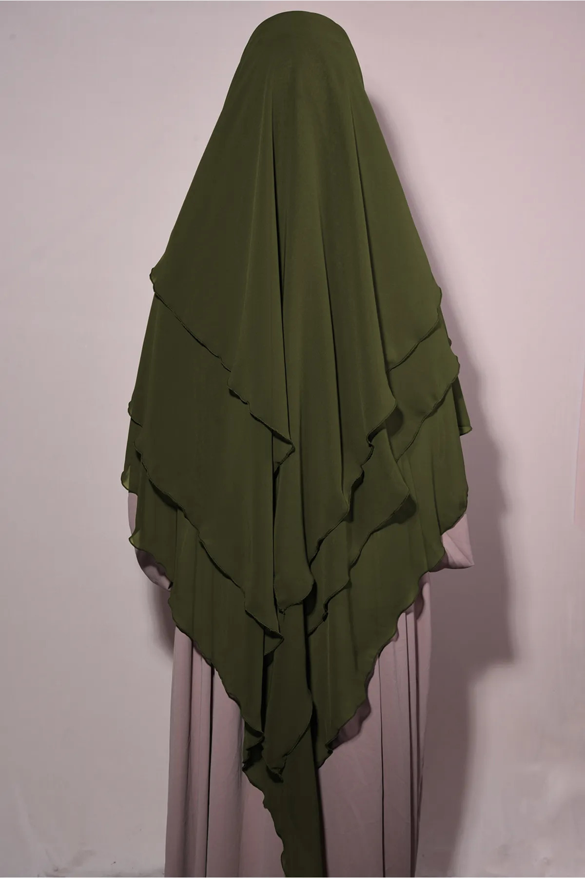 Hazır Bağlama Üç Katlı Şifon Hac Umre Şalı Sufle Khimar Hijab