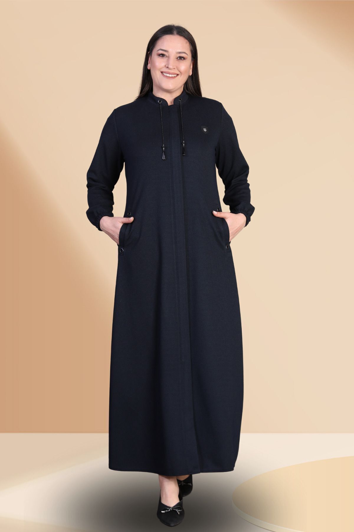 Kadin Buyuk Beden Kislik Kaban Pardesu Tam Boy