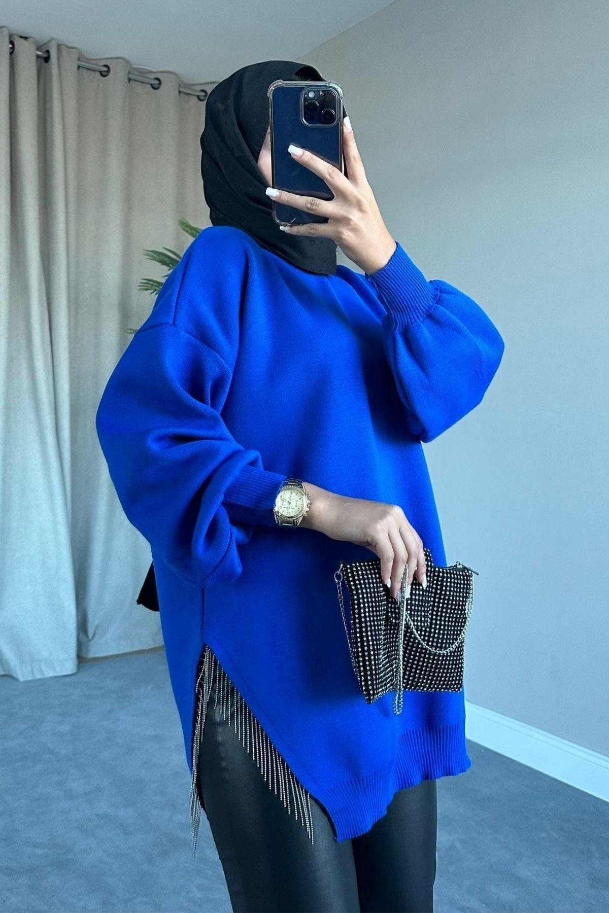 Yarı Zincirli Triko Kazak Haki