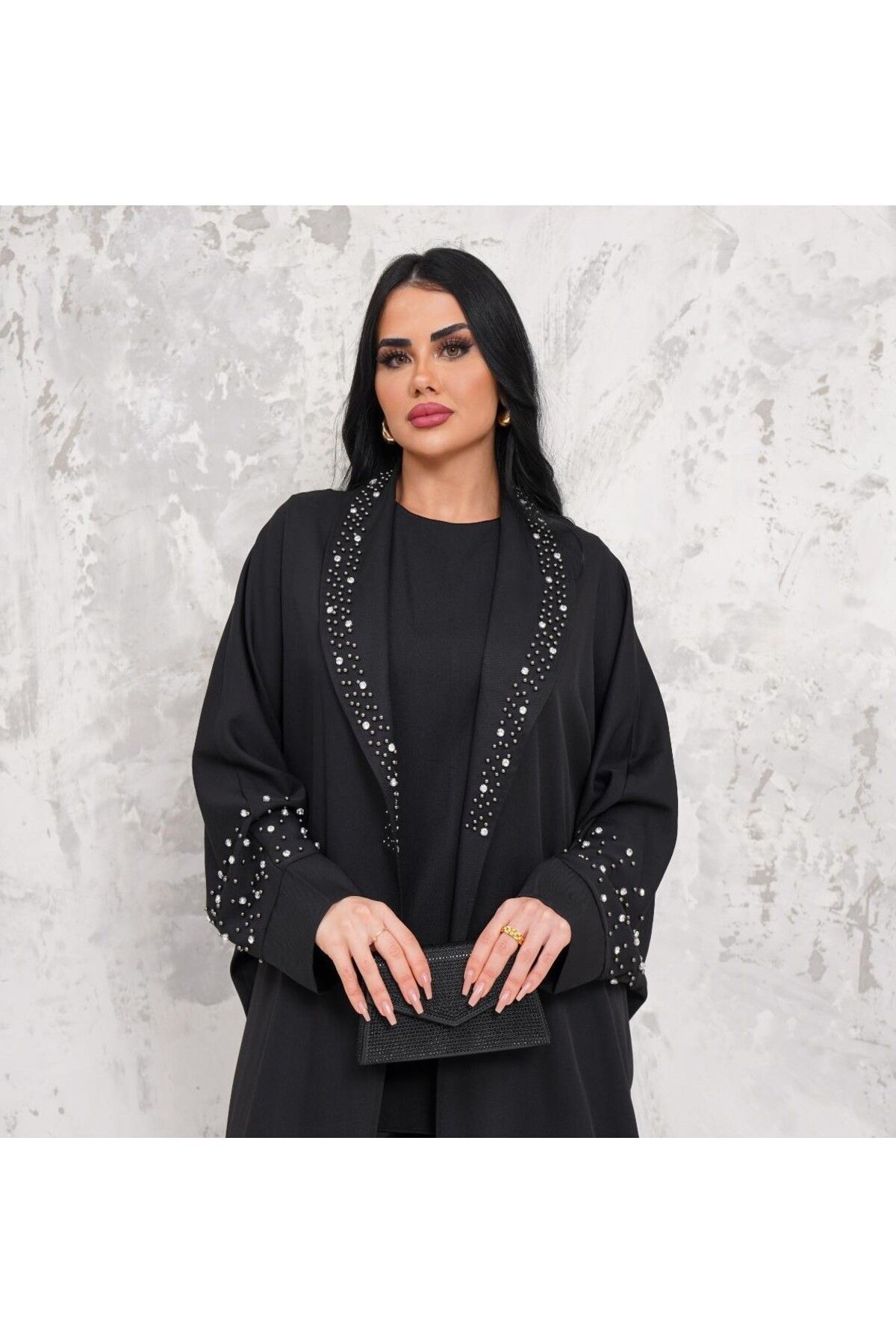 KADIN 2Lİ  ŞAL YAKA ABAYALI ELBİSELİ TAKIM