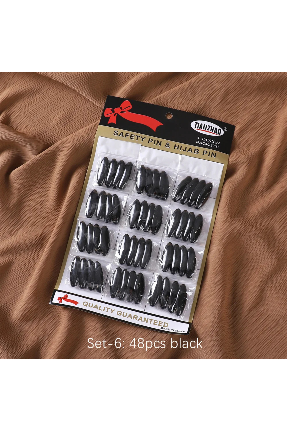 48 Adet Siyah Başörtü İğnesi , Eşarp İğnesi, Şal İğnesi (Safety Pin & Hijab Pin)