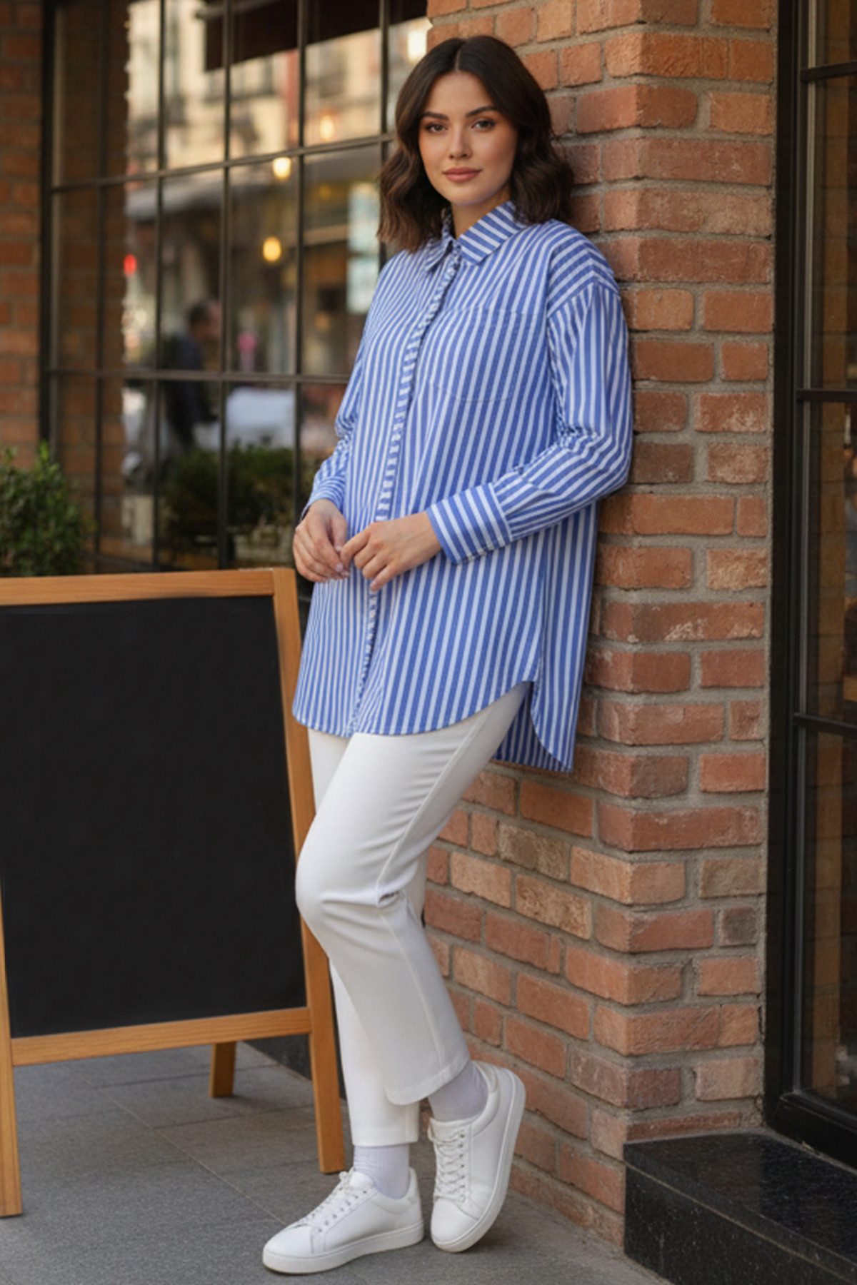 12024 Çizgili Gömlek Lacivert