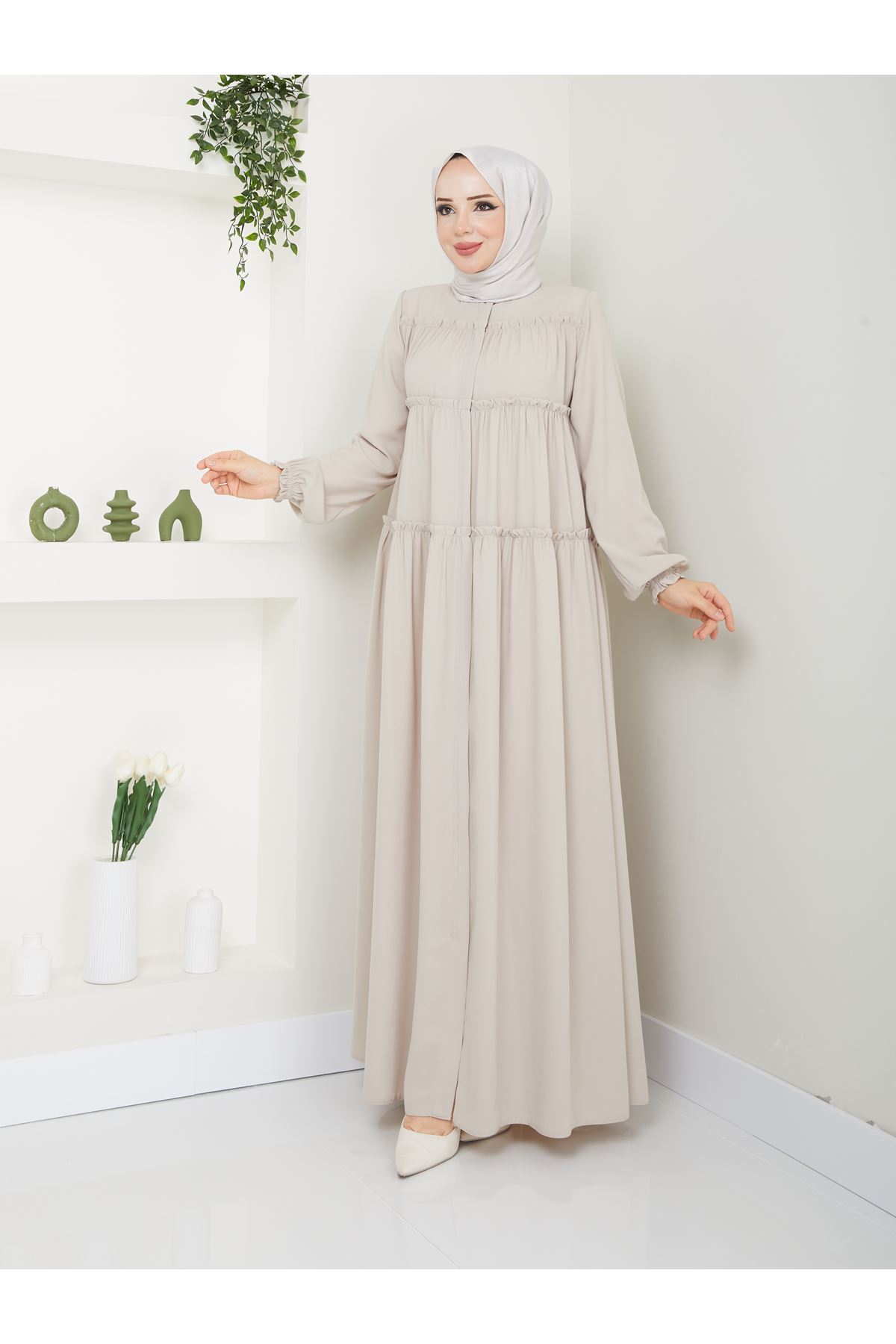 Üç Kat Model Ferace - Krem