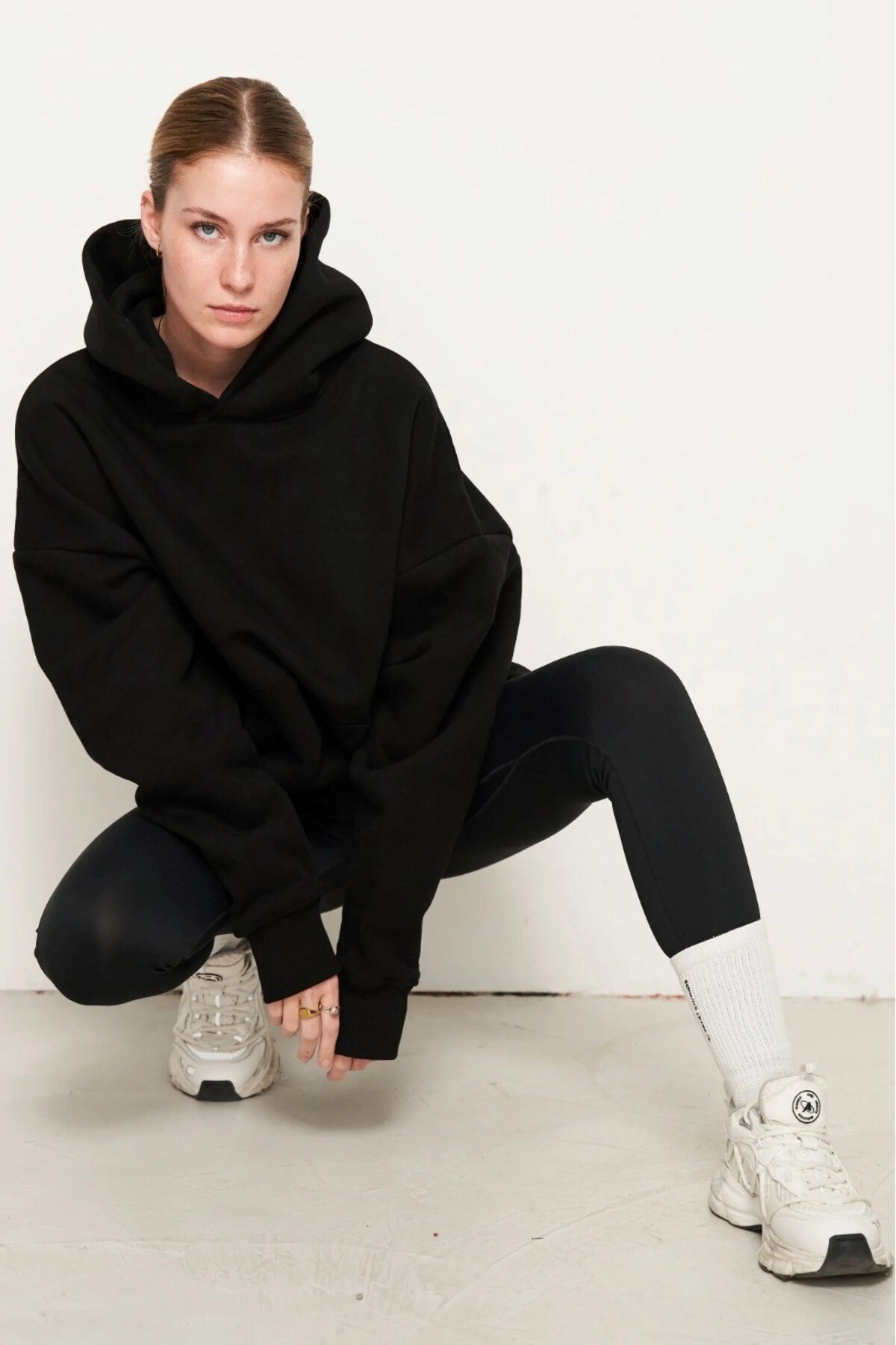 Kapüşonlu Içi Polar Siyah Unisex Oversize Hoodie Sweatshirt