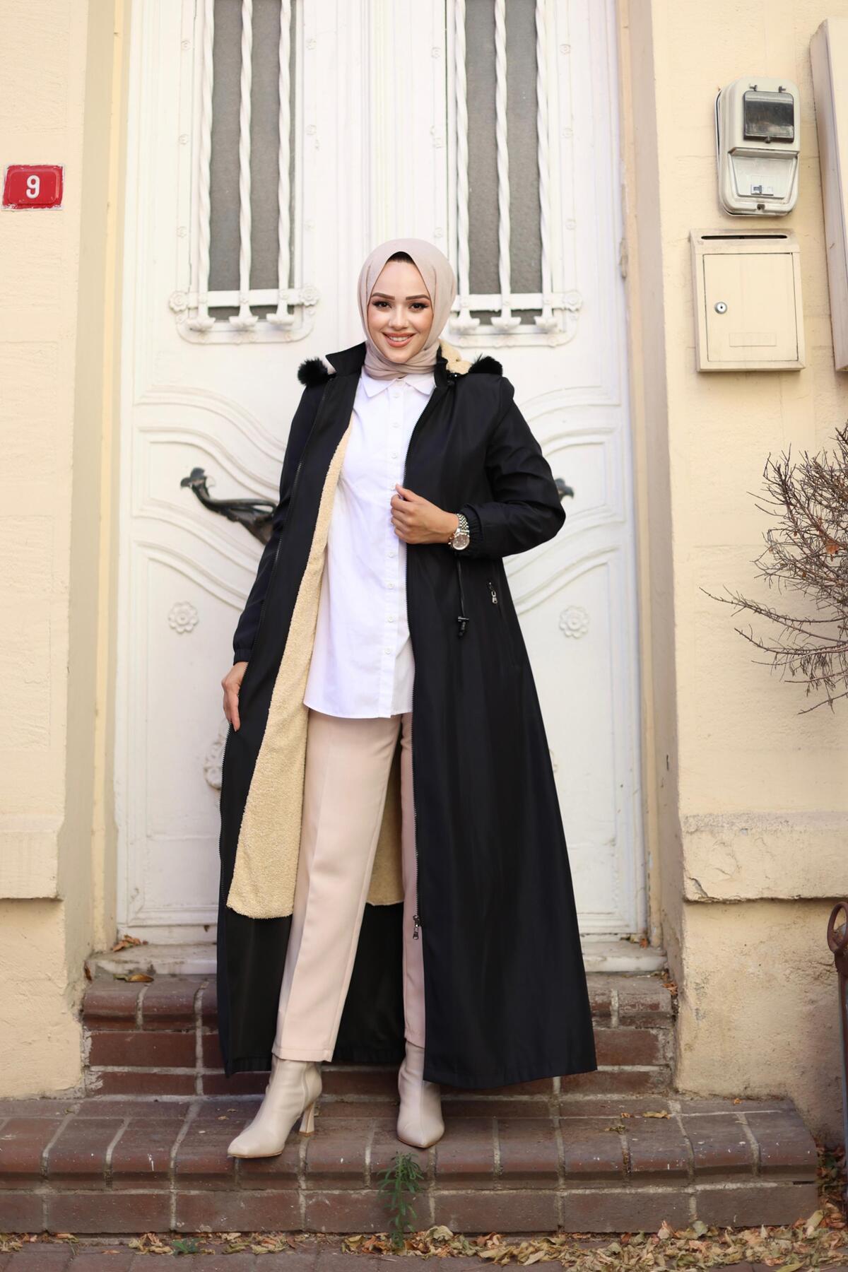 KADIN FERMUARLI CEPLİ KAPÜŞONLU BONDİT MONT