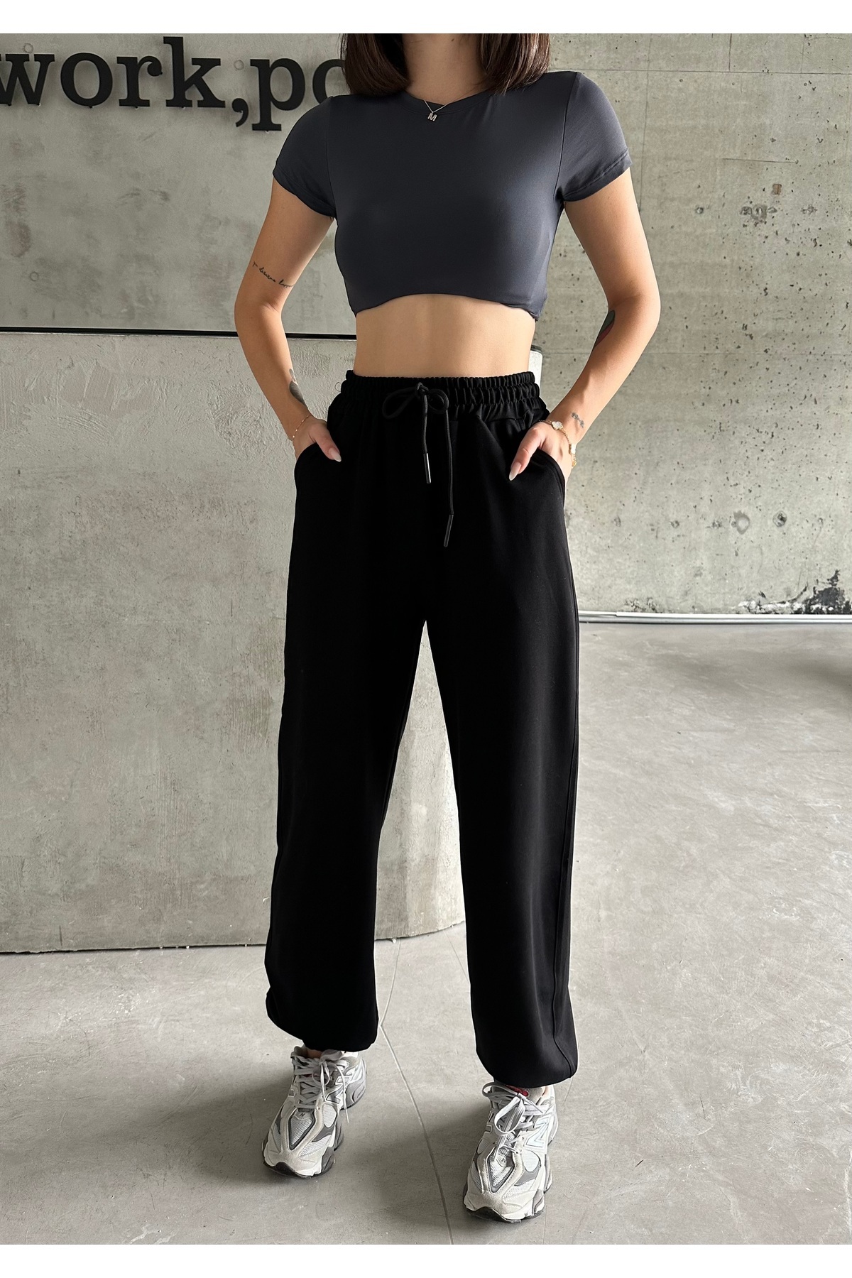 Kadın Yüksek Bel Jogger Salaş Eşofman Altı