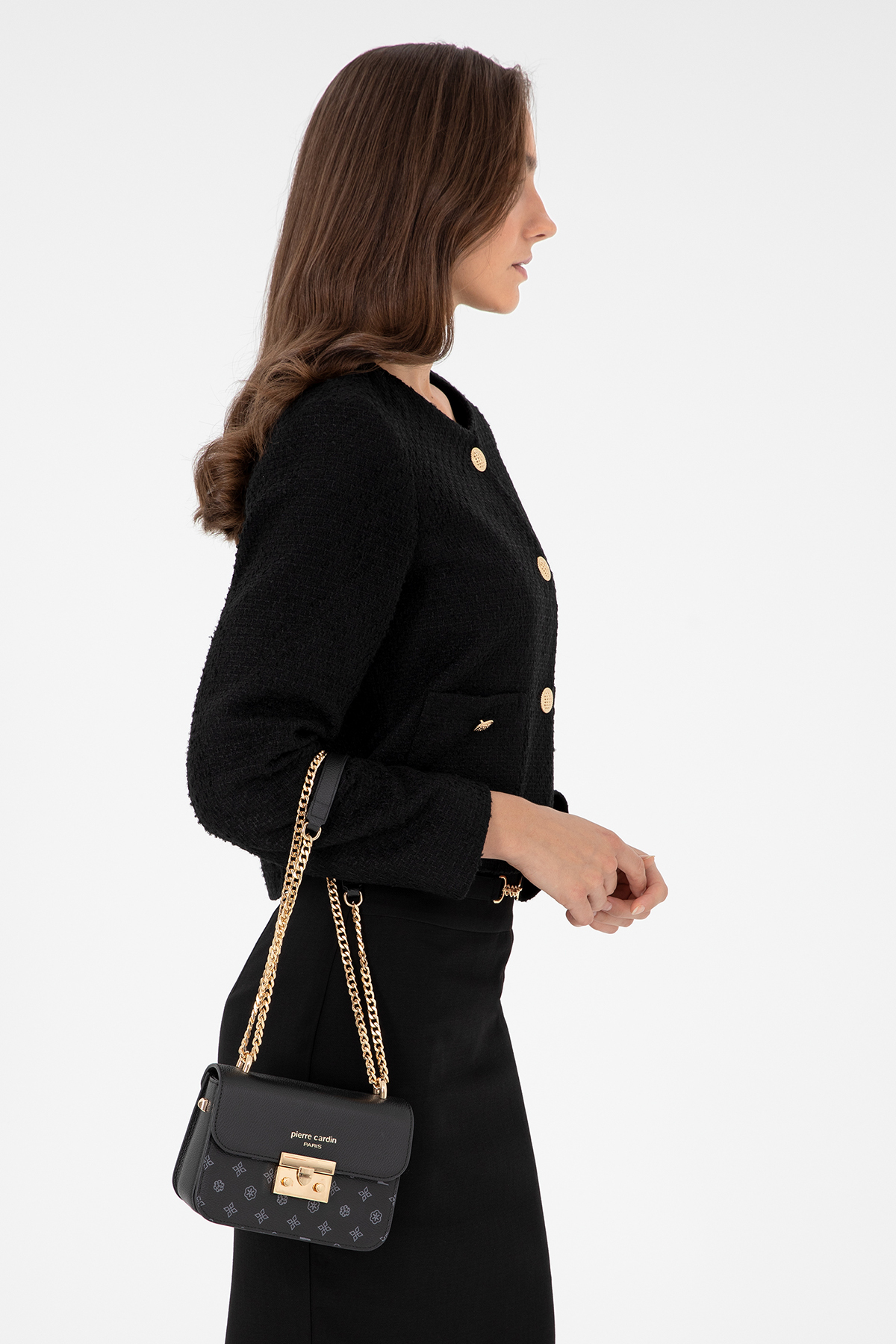 Siyah Monogram Kadın Omuz Çantası 05PC24K24105