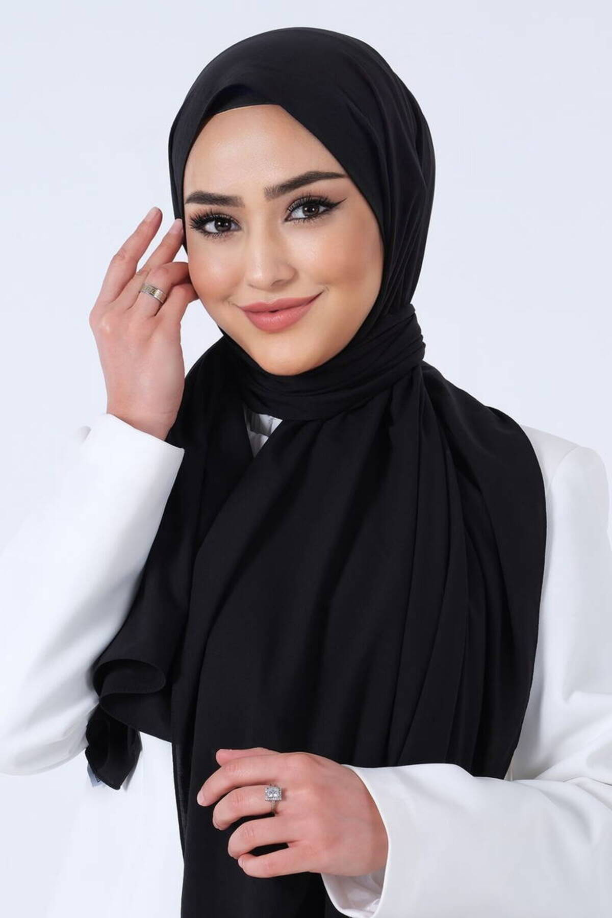 Asya şal siyah (ince hassas ütü istemeyen rahat konforlu bir kumaş özel ve günlük )