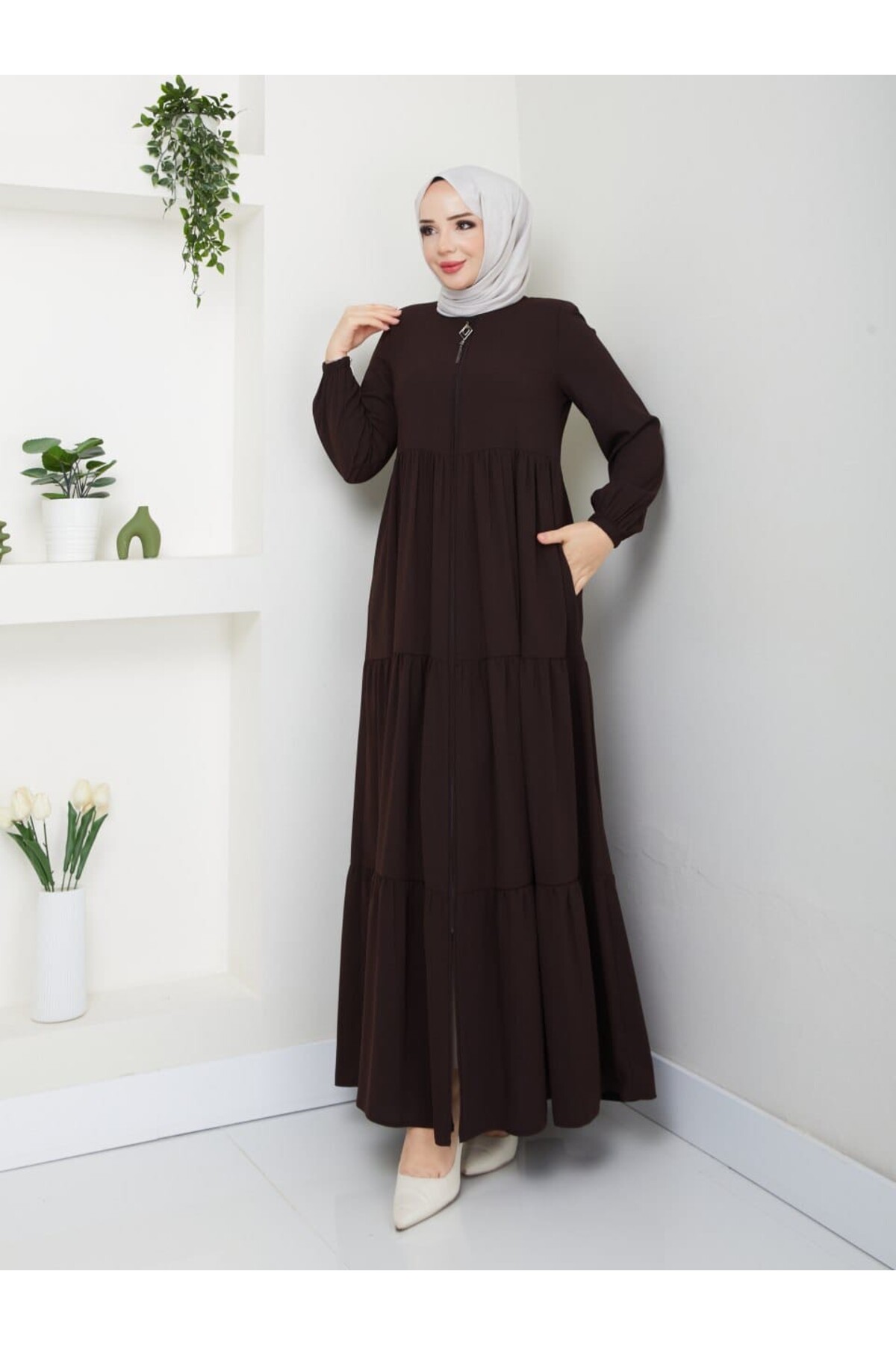 FIRFIR DETAYLI GENÇ TARZ YENİ SEZON  RABİA KREP KUMAŞ YAZLIK İNCE FERACE