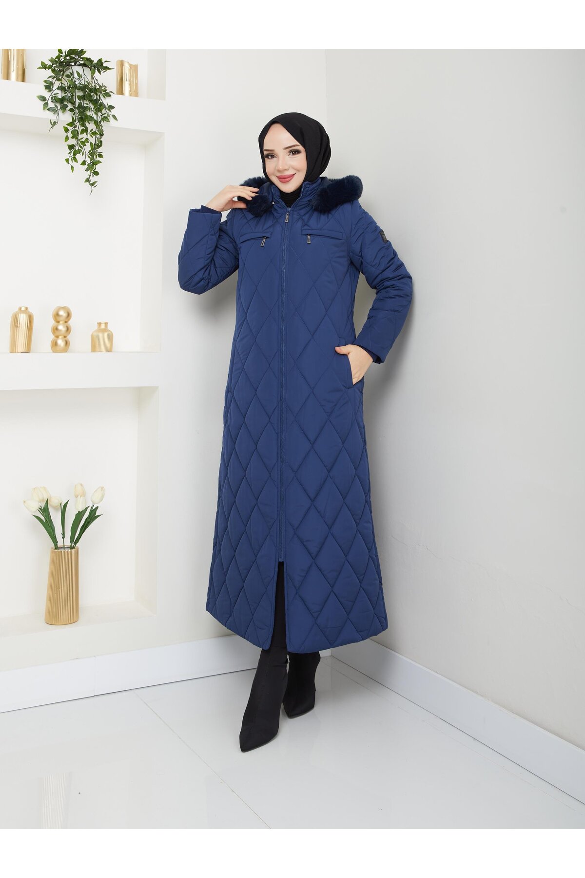 Kışlık Şişme Kapitone Elyaf Dolgulu Kadın Kaban 67072