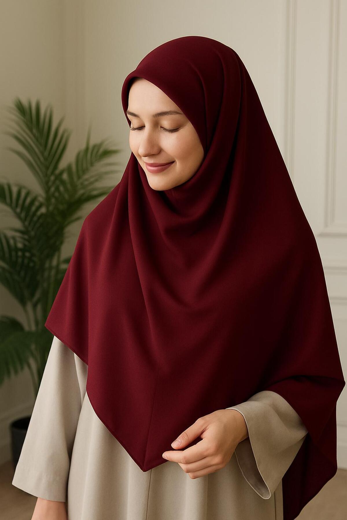 Tesettür Hijab Medine Ipeği Eşarp 120x120 Bordo