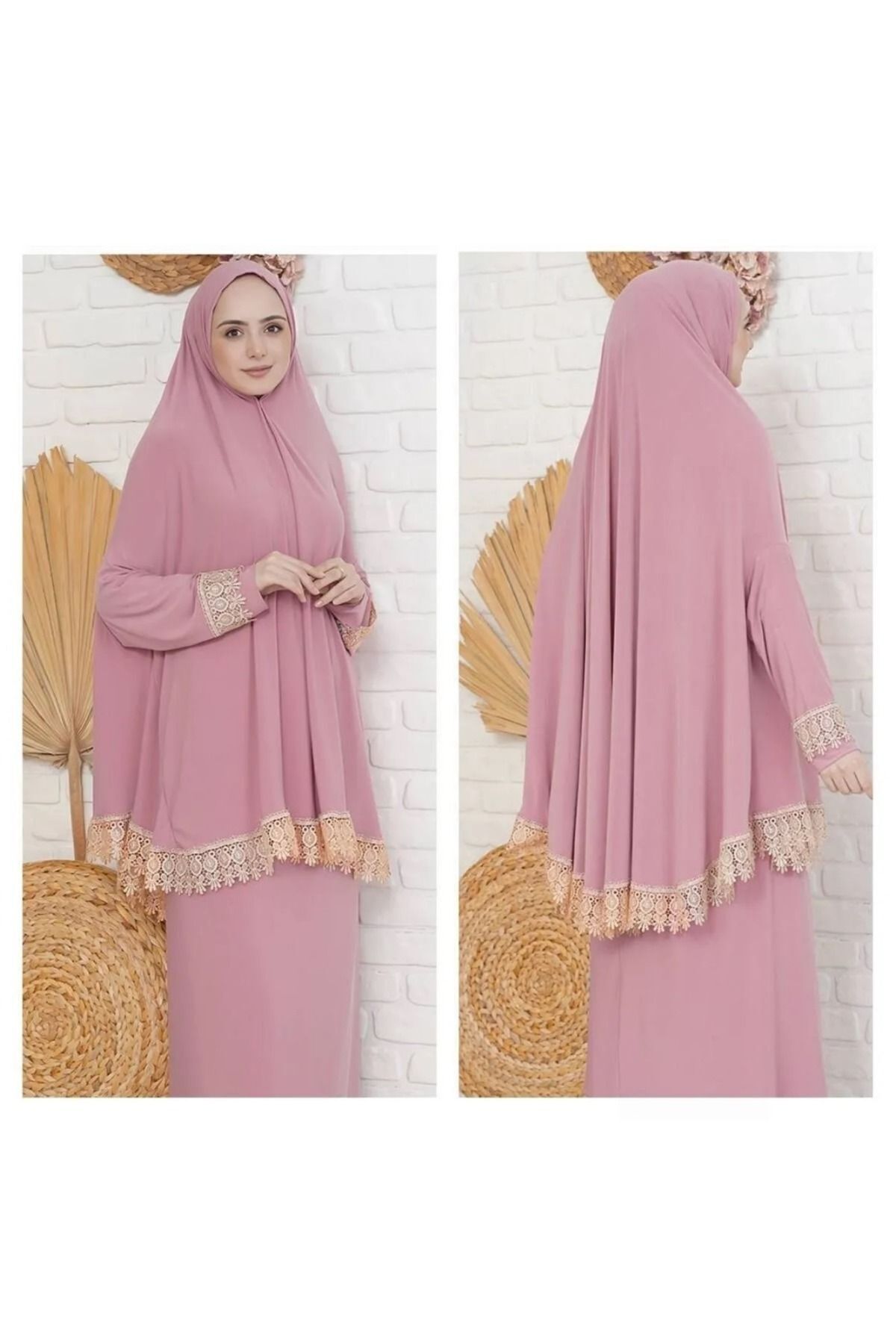 Mevsimlik Başörtülü Düz Renk Kadın Namaz Elbisesi, Terletmeyen Namaz Kıyafeti, Dökümlü Ferace