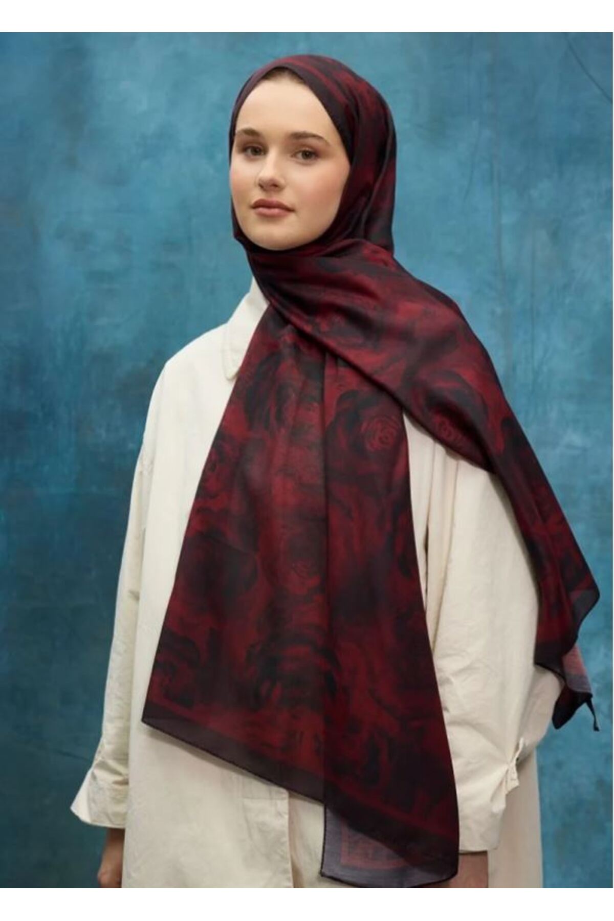 Rossa Desen Soft Pamuklu Bordo Şal